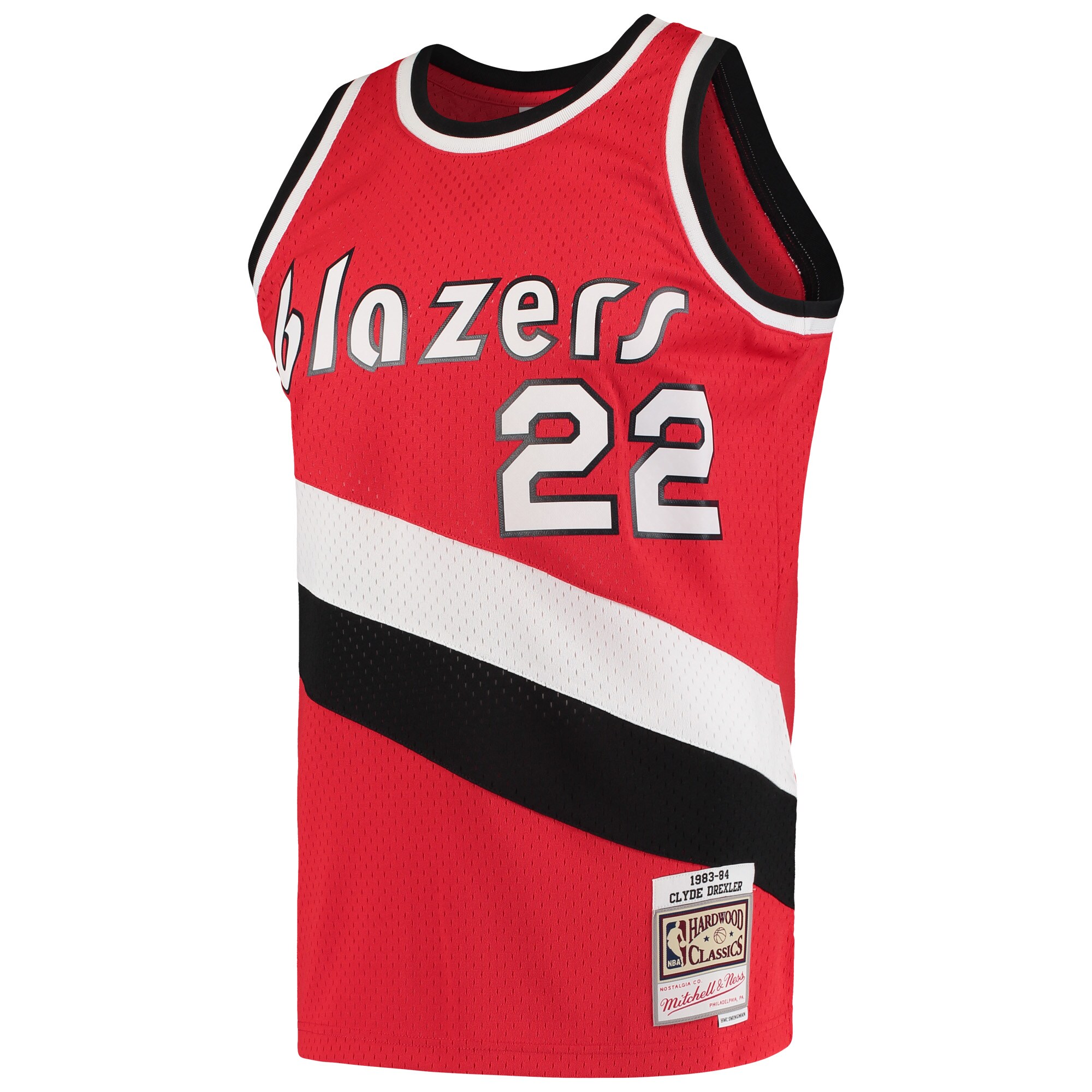 Alternative view of Clyde Drexler Portland Trail Blazers Mitchell & Ness 1983/84 Hardwood Classics Swingman Basketball Jersey - Red