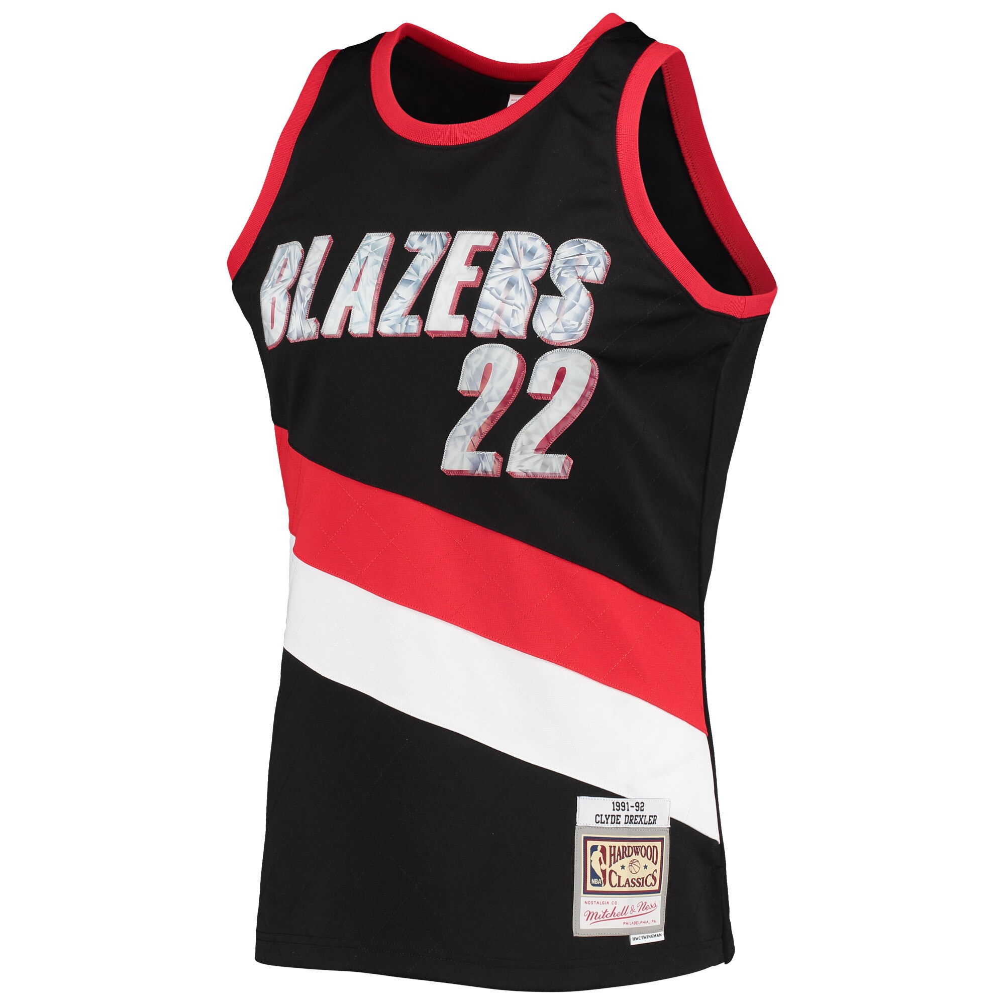 Alternative view of Clyde Drexler Portland Trail Blazers Mitchell & Ness 1991/92 Hardwood Classics Nba 75th Anniversary Diamond Swingman Basketball Jersey - Black