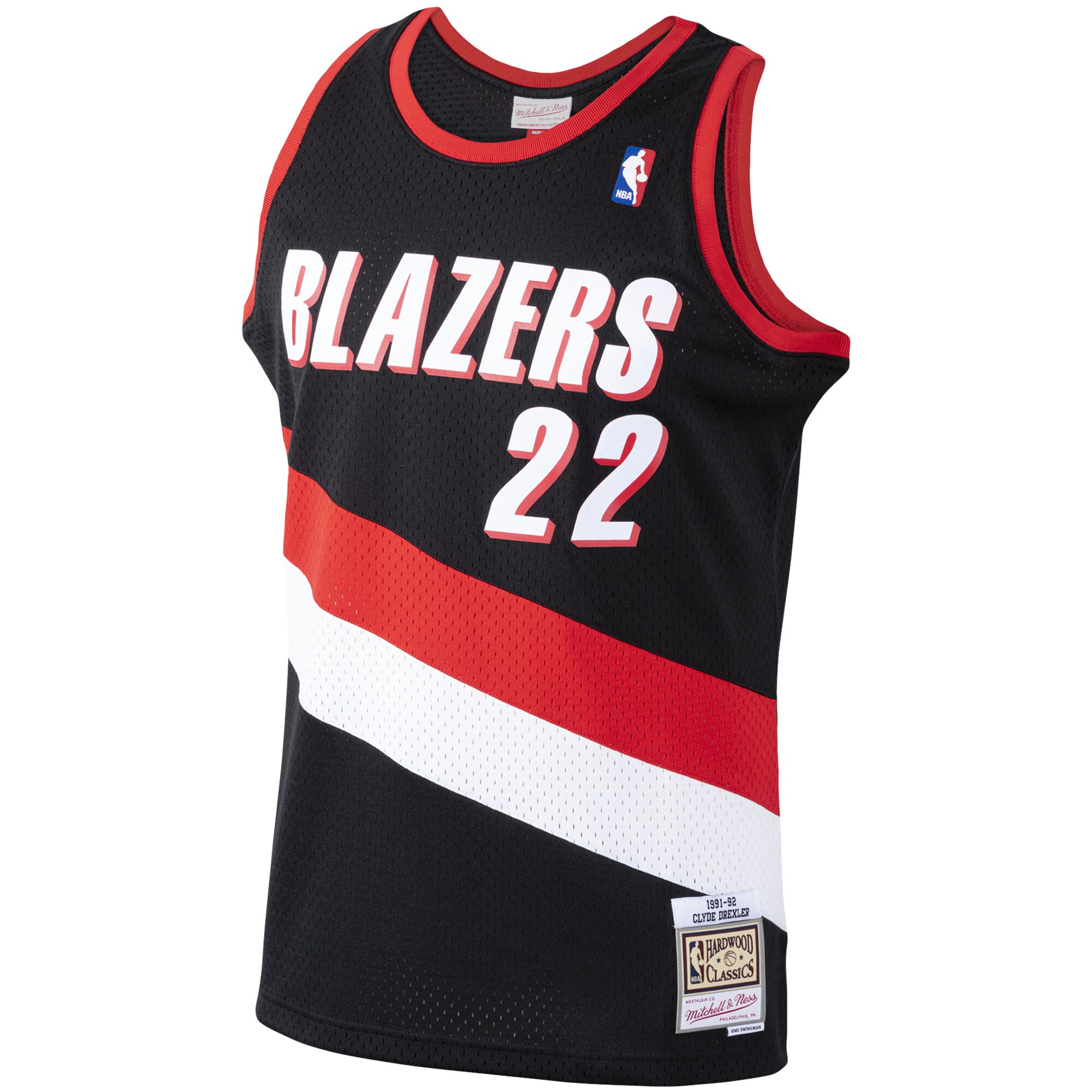 Alternative view of Clyde Drexler Portland Trail Blazers Mitchell & Ness 1991/92 Hardwood Classics Swingman Basketball Jersey - Black