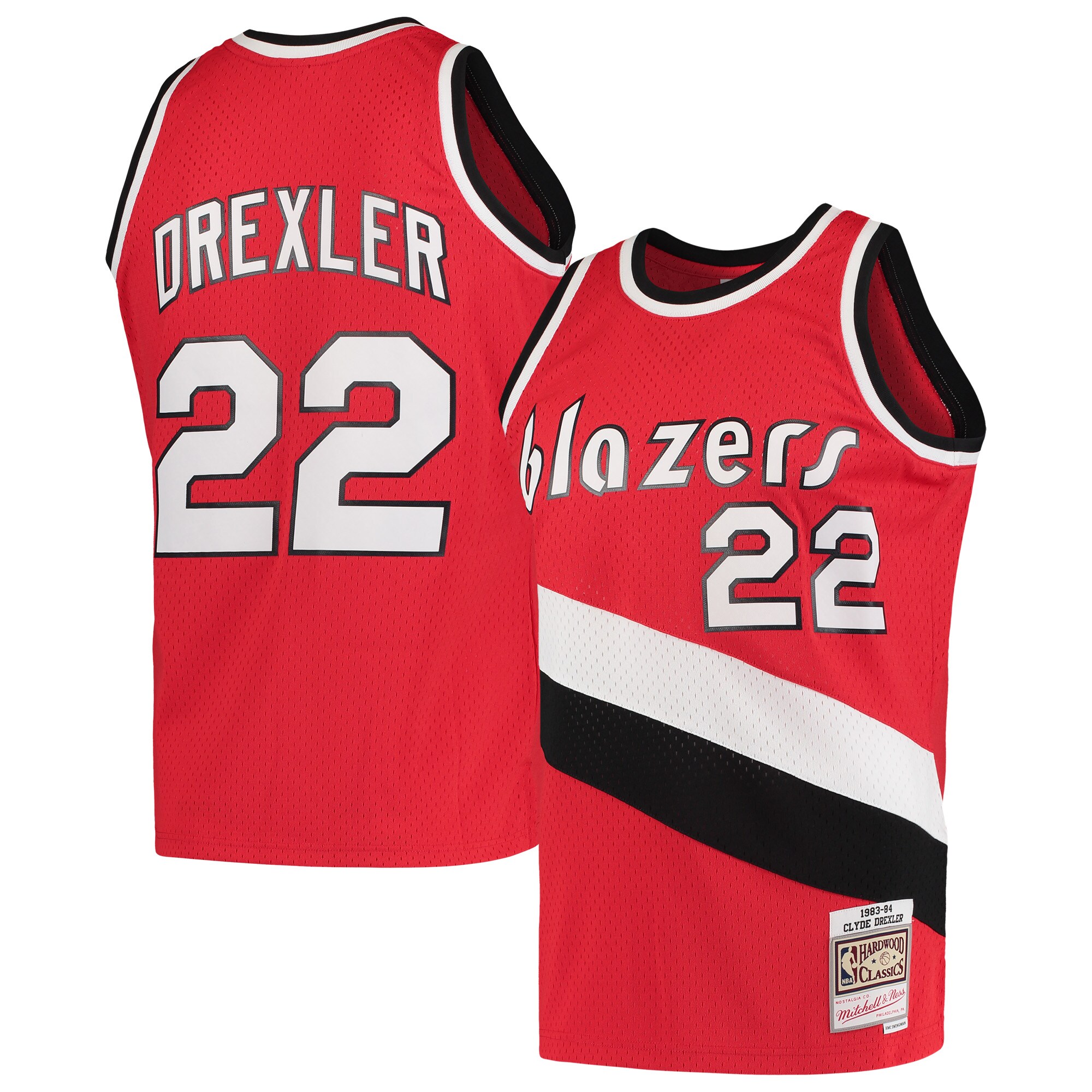 Alternative view of Clyde Drexler Portland Trail Blazers Mitchell & Ness Hardwood Classics 1983-84 Swingman Basketball Jersey - Red