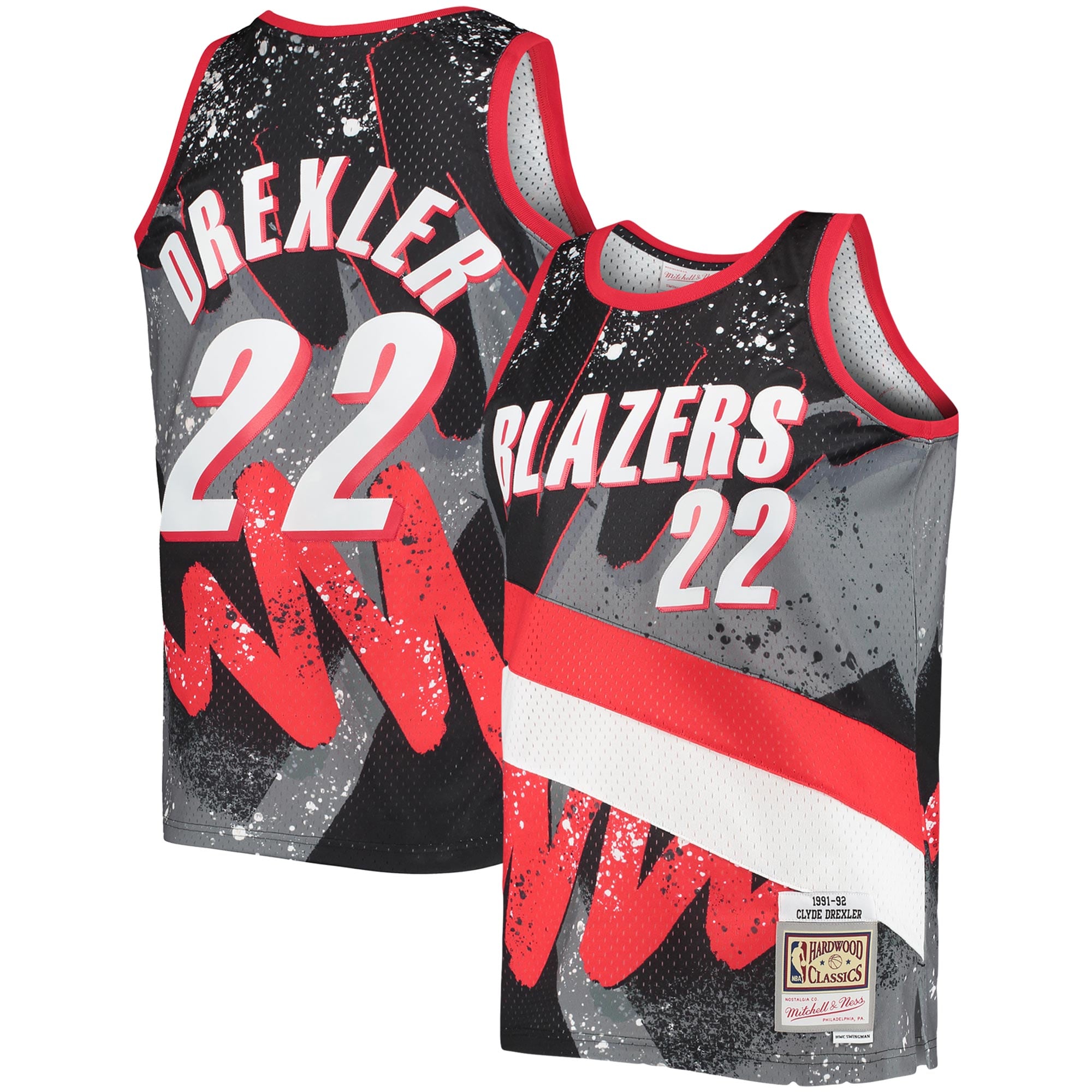 Clyde Drexler Portland Trail Blazers Mitchell & Ness Hardwood Classics 1991/92 Hyper Hoops Swingman Basketball Jersey - Black