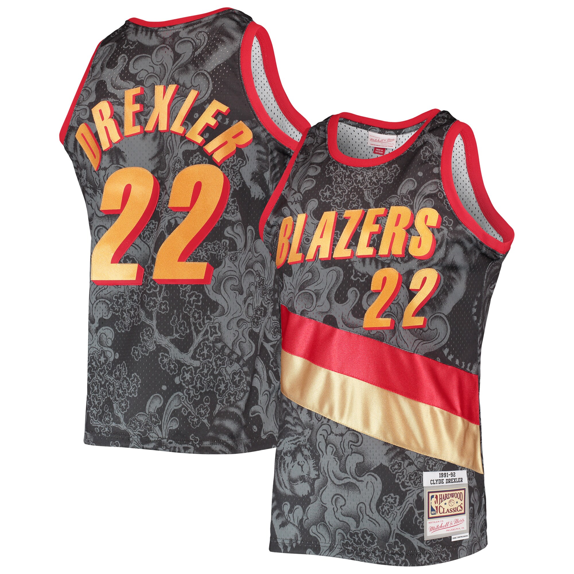 Clyde Drexler Portland Trail Blazers Mitchell & Ness Hardwood Classics 1991/92 Lunar New Year Swingman Basketball Jersey - Black