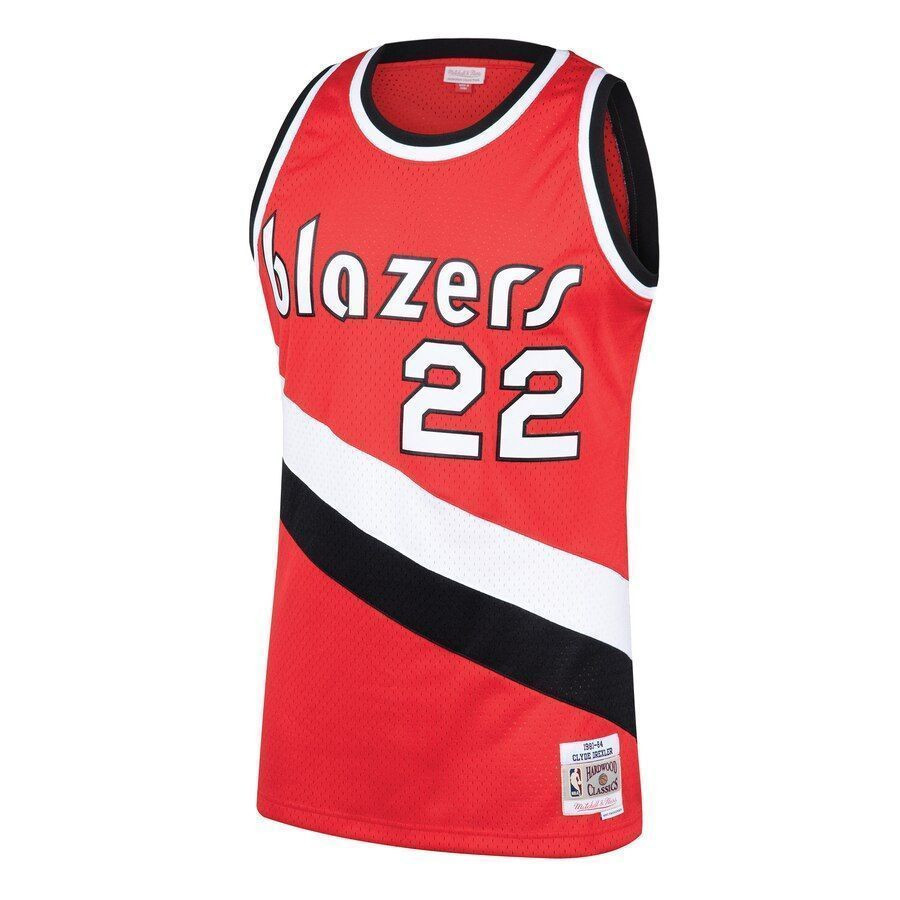 Alternative view of Clyde Drexler Portland Trail Blazers Mitchell & Ness Hardwood Classics Swingman Basketball Jersey - Red - JS769 