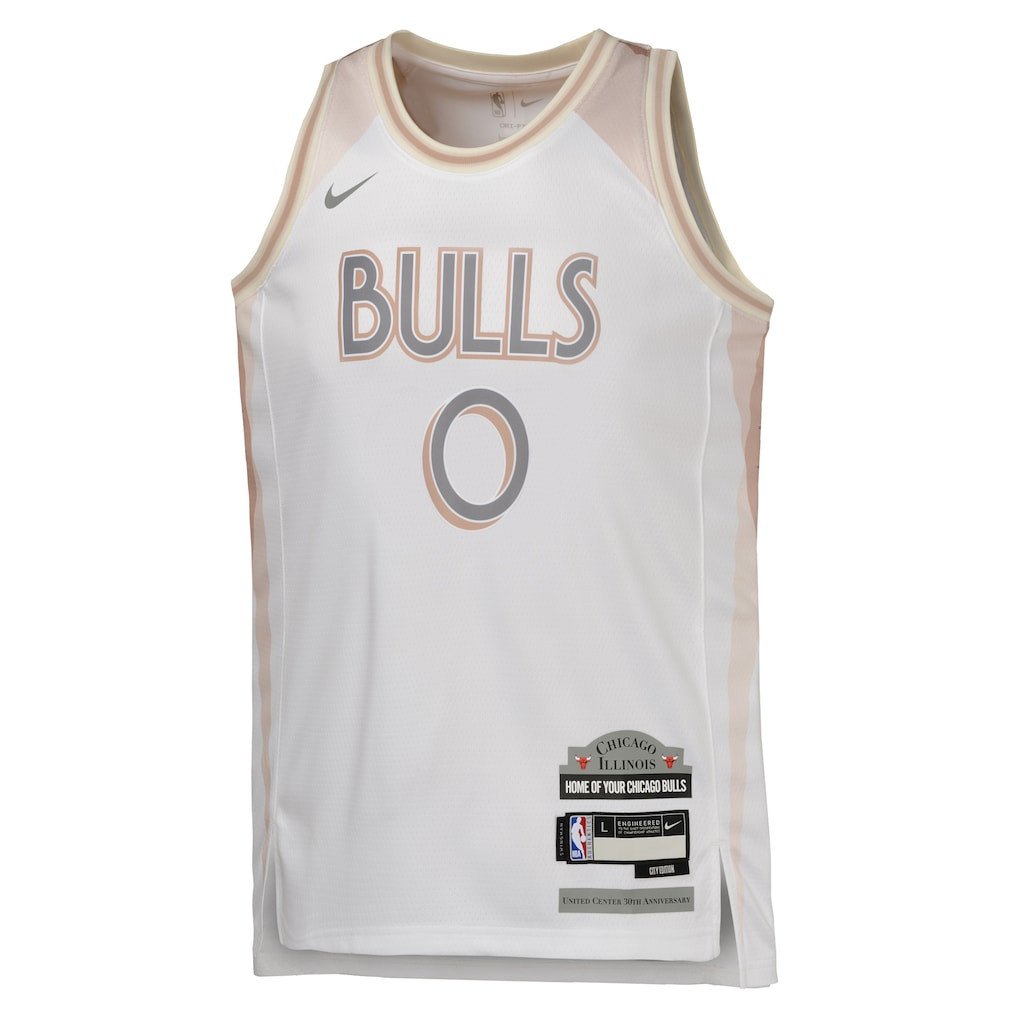 Alternative view of Coby White 0 Chicago Bulls 2024/25 Swingman Player YOUTH Basketball Jersey - City Edition - White - JS725 