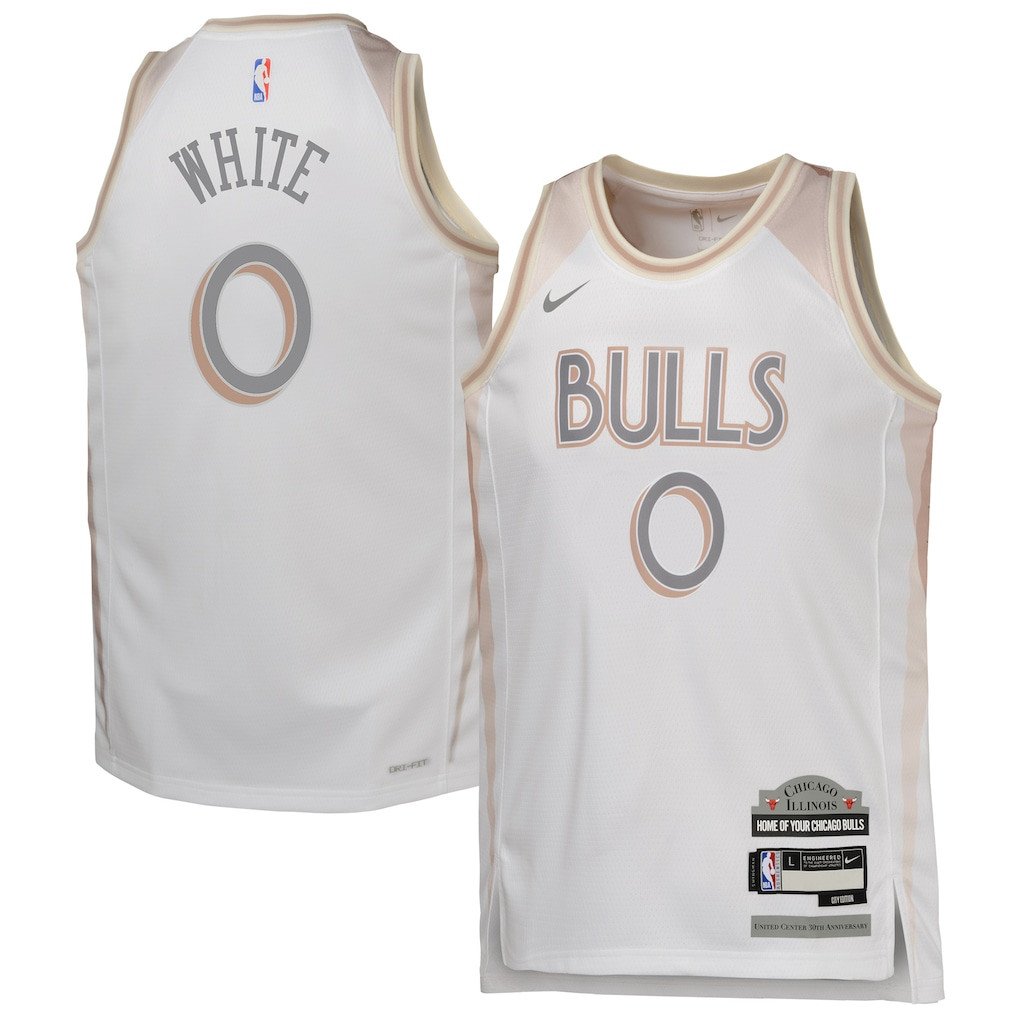 Coby White 0 Chicago Bulls 2024/25 Swingman Player YOUTH Basketball Jersey - City Edition - White - JS725 