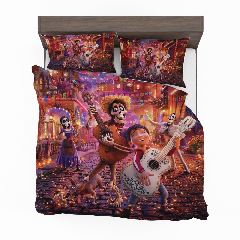 Alternative view of Coco Movie Coco Dante Ernesto De La Cruz Hector Imelda Rivera Bedding Set - Custom Bedding Set
