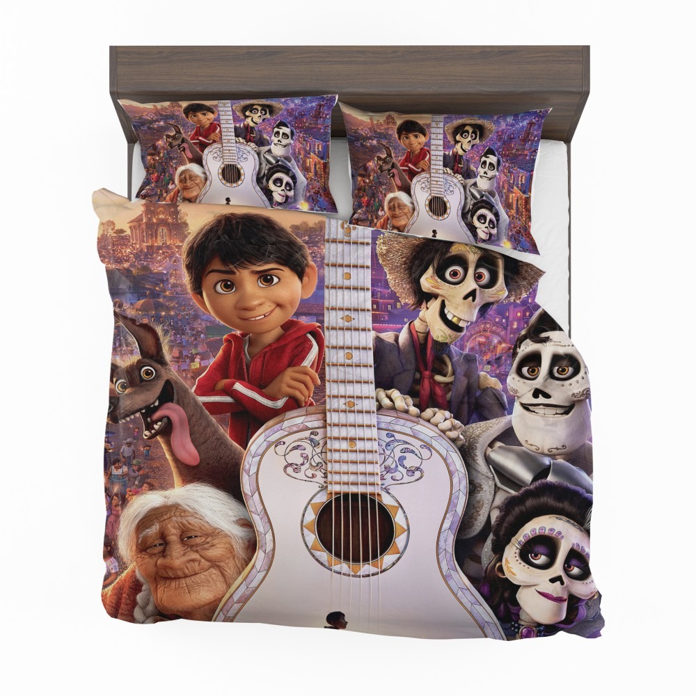 Alternative view of Coco Movie Dante Day Of The Dead Ernesto De La Cruz Guitar Bedding Set - Custom Bedding Set