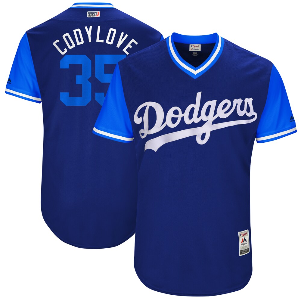 Cody Bellinger "codylove" Los Angeles Dodgers Majestic 2017 Little League World Series Players Weekend Classic Baseball Jersey - Royal/light Blue