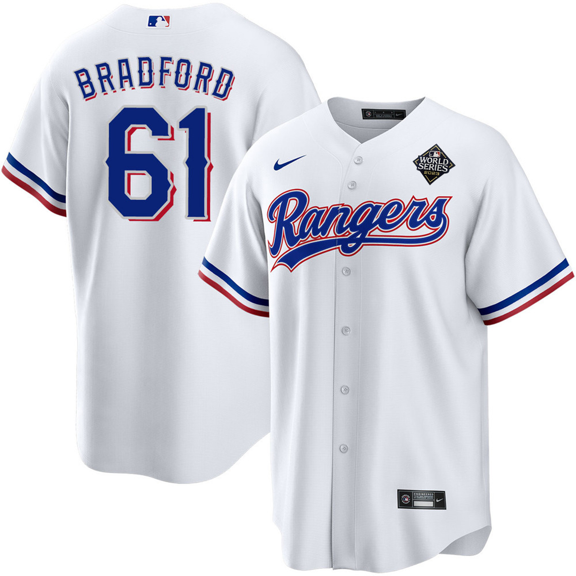 Cody Bradford 61 Texas Rangers 2023 World Series Stitched Baseball Jersey - White - JS837 