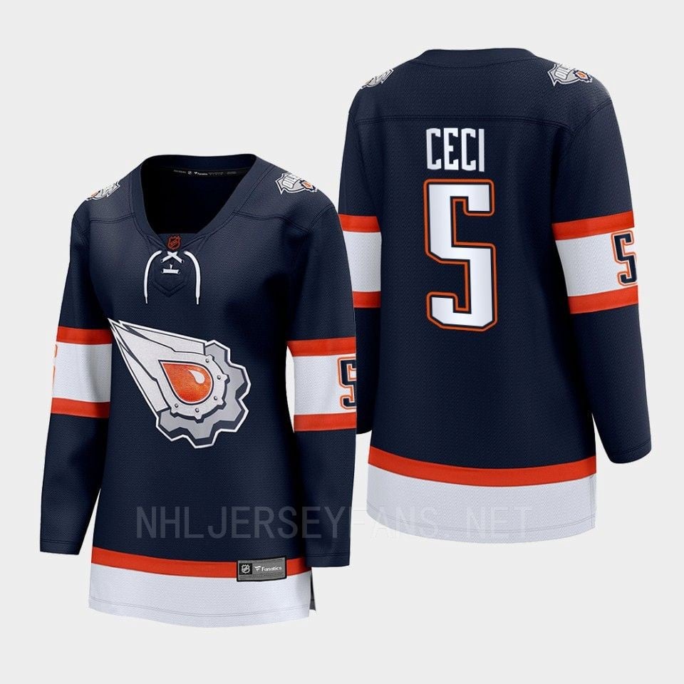 Cody Ceci 5 Edmonton Oilers 2022 Special Edition 2.0 Women Breakaway Player Retro Hockey Jersey Navy - JS591 