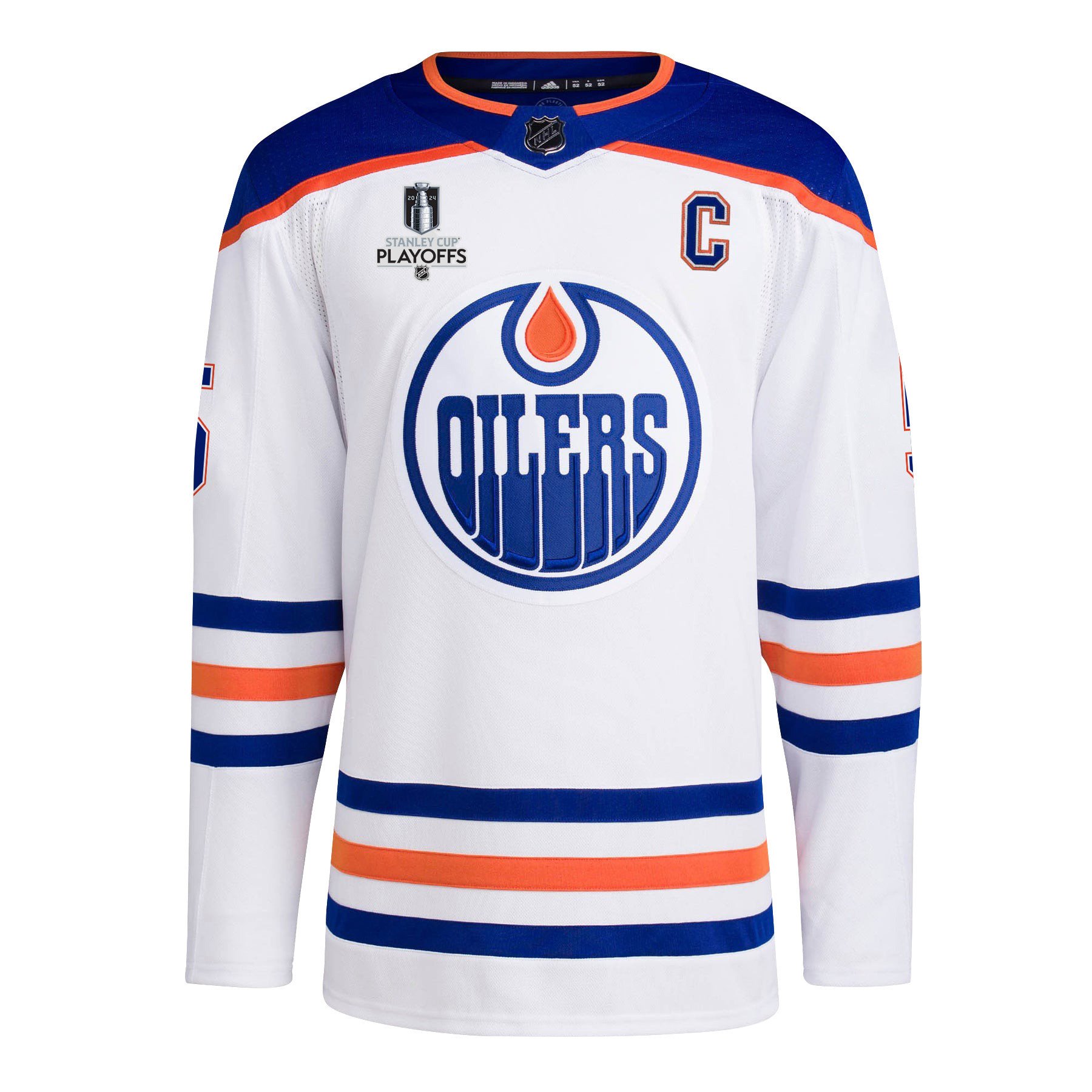 Alternative view of Cody Ceci 5 Edmonton Oilers 2024 NHL Playoffs Patch Away Hockey Jersey - Men, White - JS900 