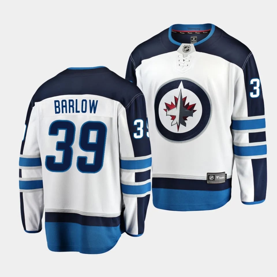 Colby Barlow #39 Winnipeg Jets 2023 Draft Away Breakaway Men Jersey - White - JS858 