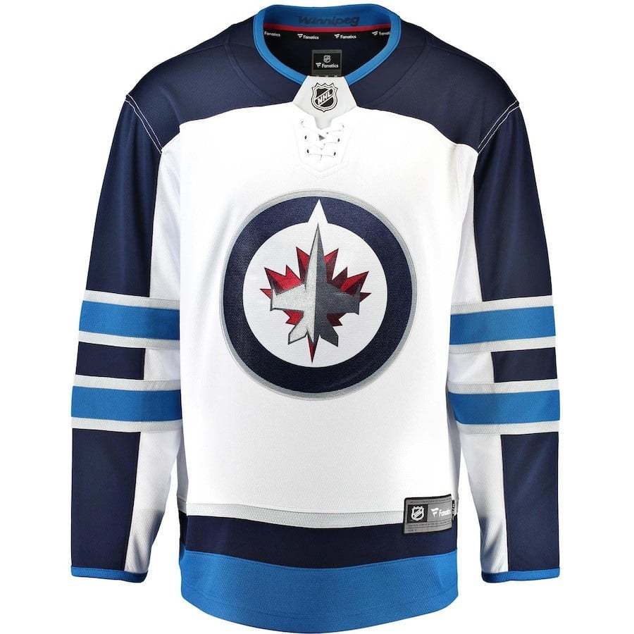 Alternative view of Colby Barlow #39 Winnipeg Jets 2023 Draft Away Breakaway Men Jersey - White - JS858 