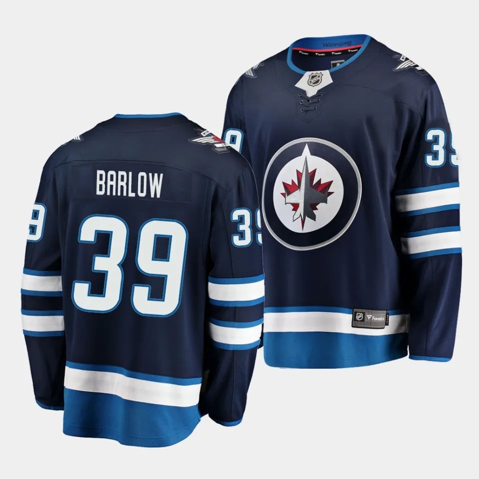 Colby Barlow #39 Winnipeg Jets 2023 Draft Home Breakaway Men Jersey - Navy - JS901 