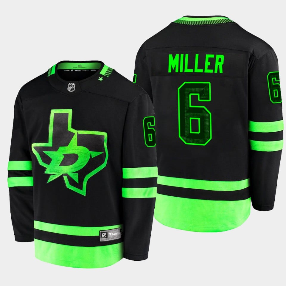 Colin Miller 6 Dallas Stars Blackout Alternate Third Black Hockey Jersey - JS801 