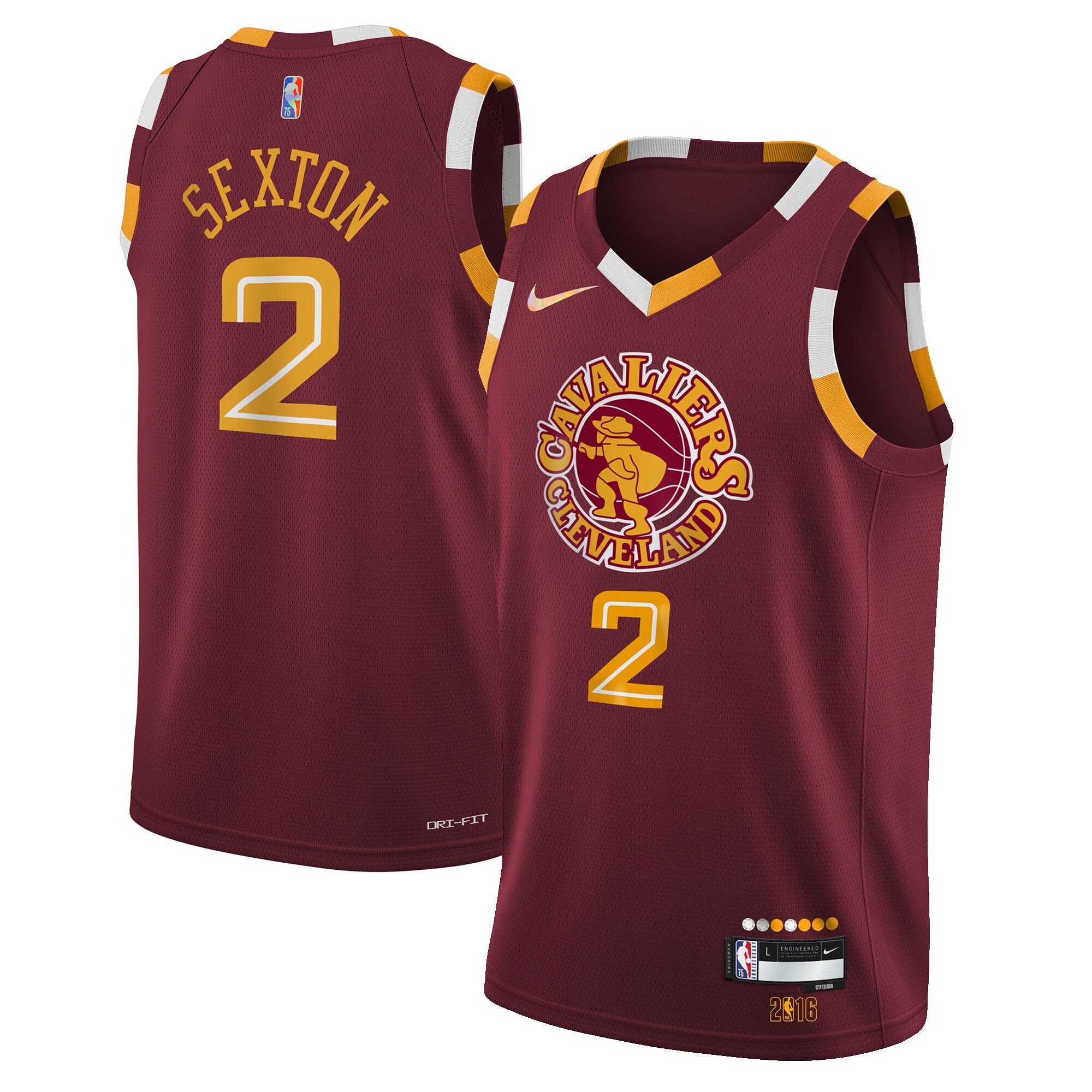 Alternative view of Collin Sexton Cleveland Cavaliers Youth 2021/22 Swingman Basketball Jersey - City Edition - Wine