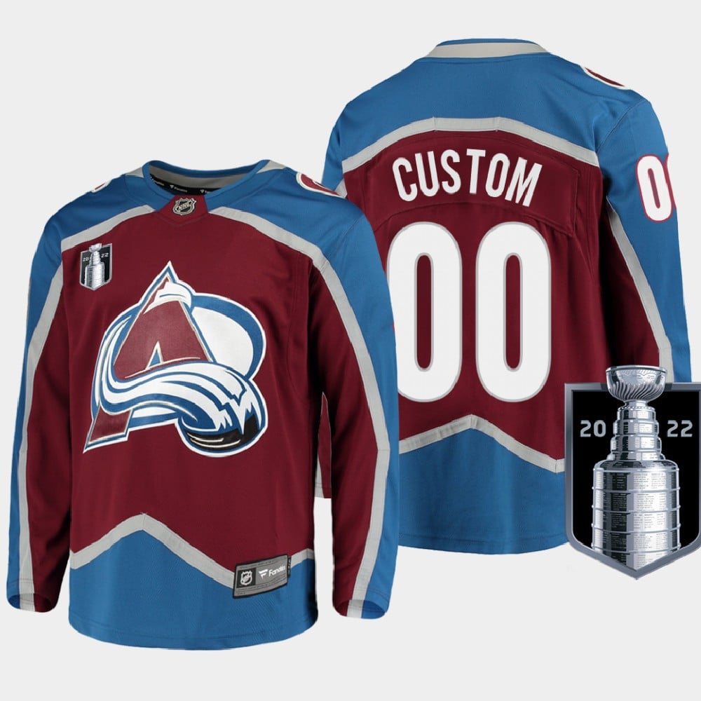 Colorado Avalanche 00 Custom Stanley Cup Final Burgundy Equipment Home Hockey Jersey - JS884 