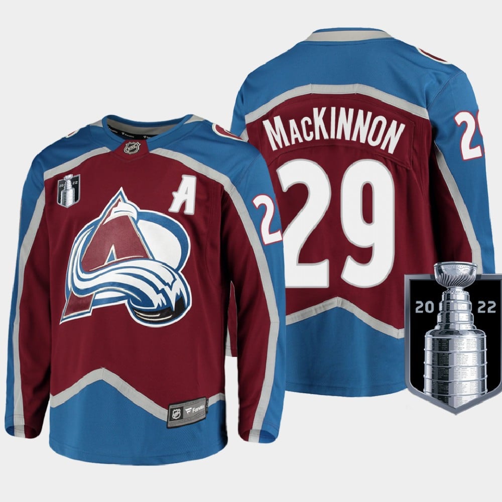 Colorado Avalanche 29 Nathan MacKinnon Stanley Cup Final Burgundy Equipment Home Hockey Jersey - JS368 