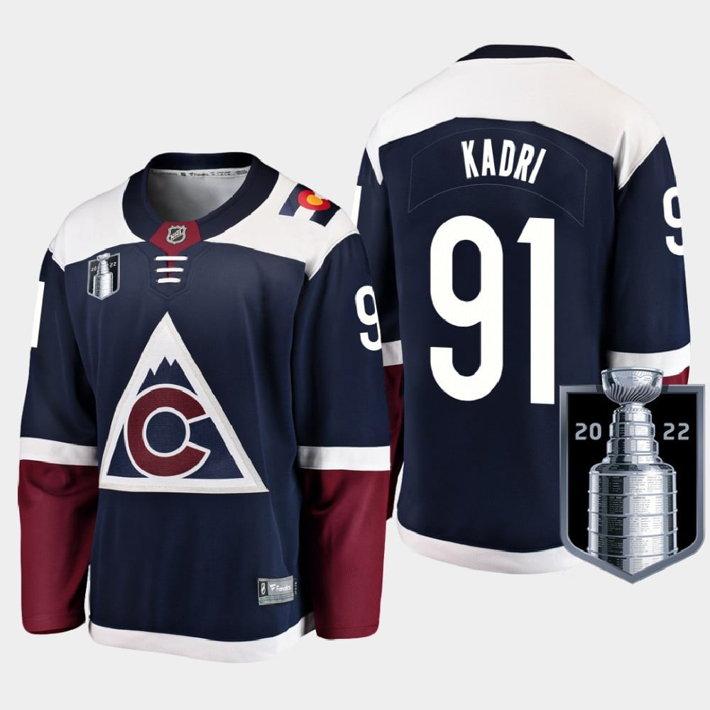 Colorado Avalanche 91 Nazem Kadri Stanley Cup Final Navy Equipment Hockey Jersey Alternate - JS778 