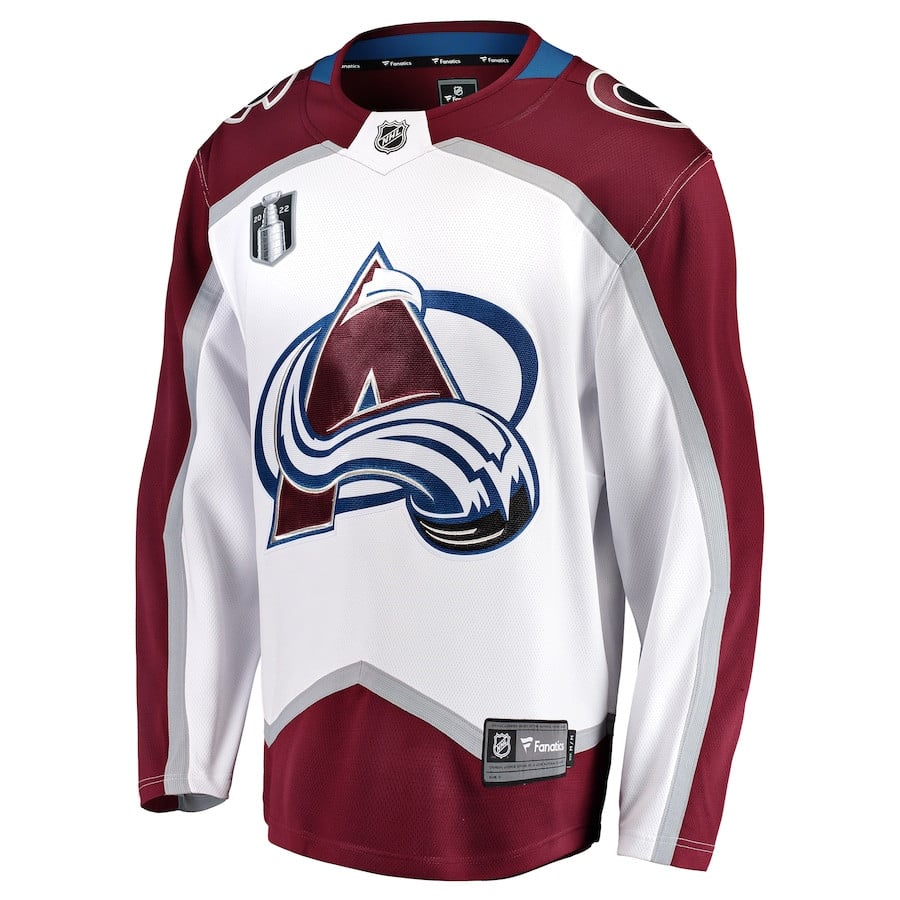 Alternative view of Colorado Avalanche Away 2022 Stanley Cup Final Breakaway Hockey Jersey - White - JS459 