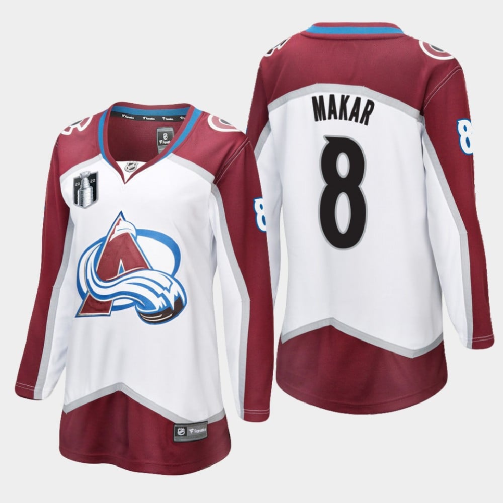 Colorado Avalanche Cale Makar 8 White 2022 Stanley Cup Final Away Hockey Jersey Women - JS458 