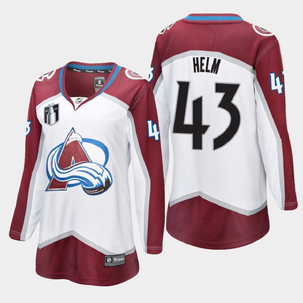Colorado Avalanche Darren Helm 43 White 2022 Stanley Cup Final Away Hockey Jersey Women - JS972 