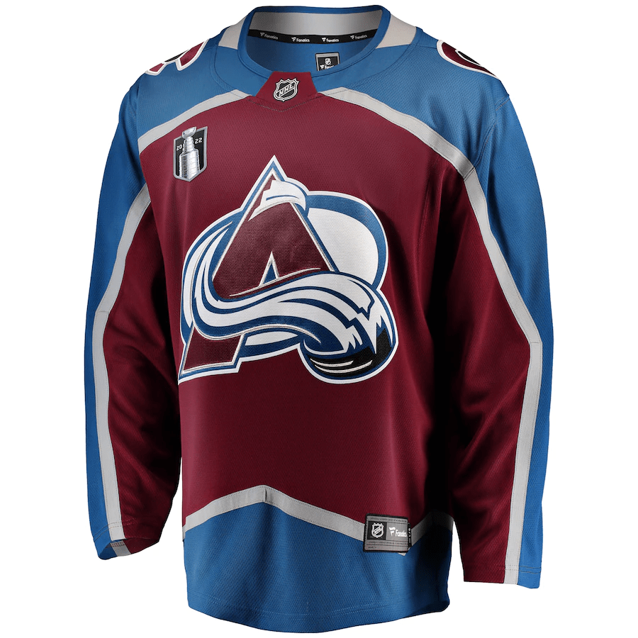 Alternative view of Colorado Avalanche Home 2022 Stanley Cup Final Breakaway Hockey Jersey - Burgundy - JS214 