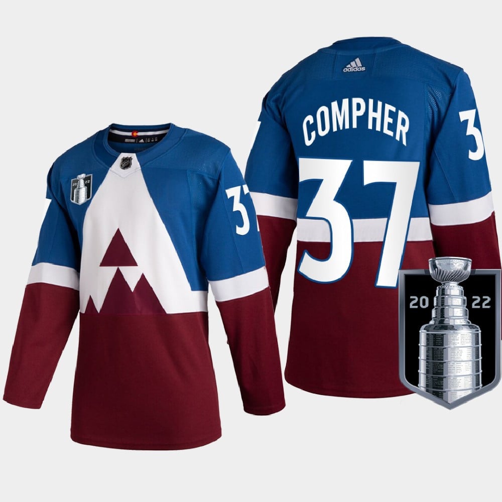Colorado Avalanche J.T. Compher 37 2022 Western Champs Burgundy Hockey Jersey Stadium Series - JS870 