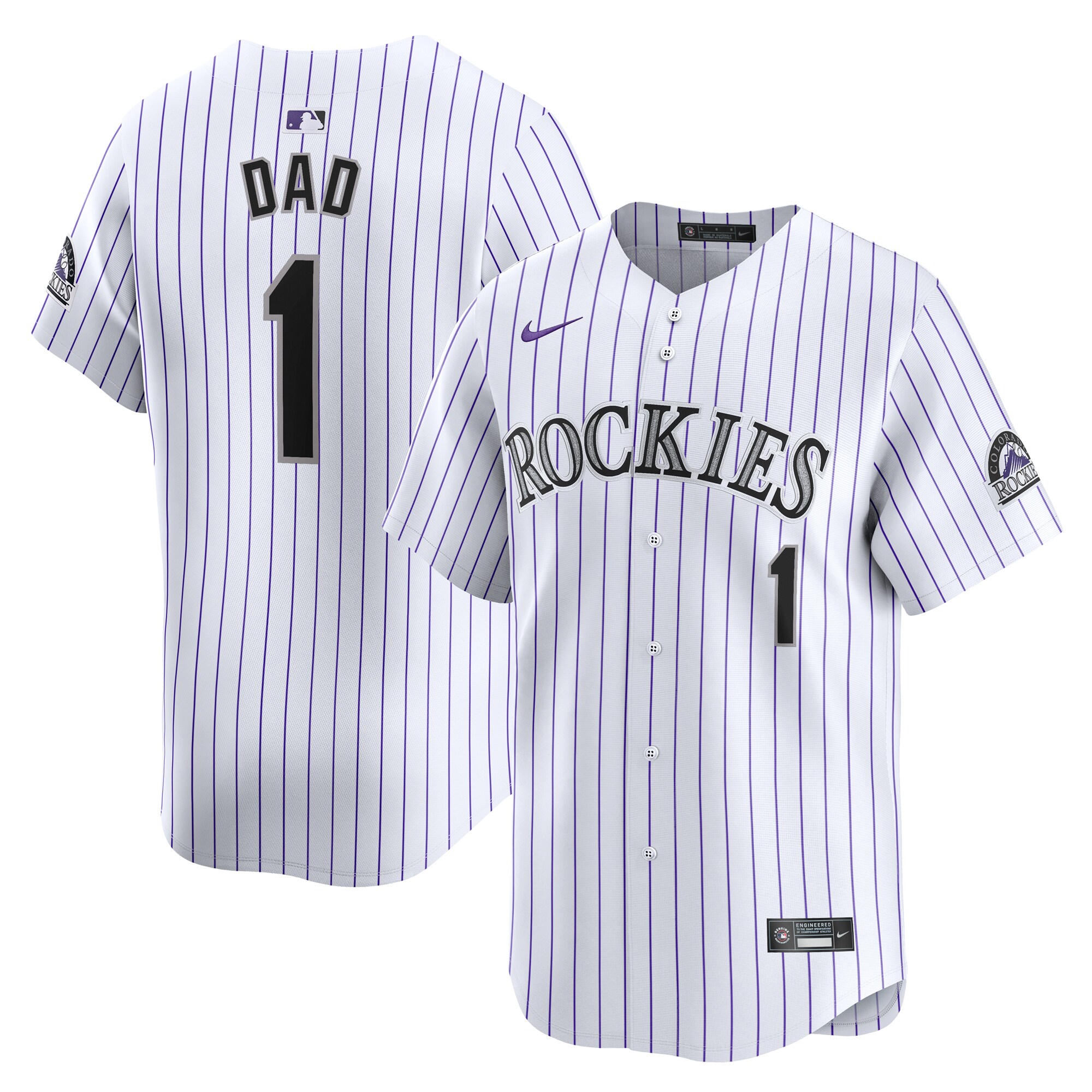 Colorado Rockies #1 Dad Home Limited Baseball Jersey - White