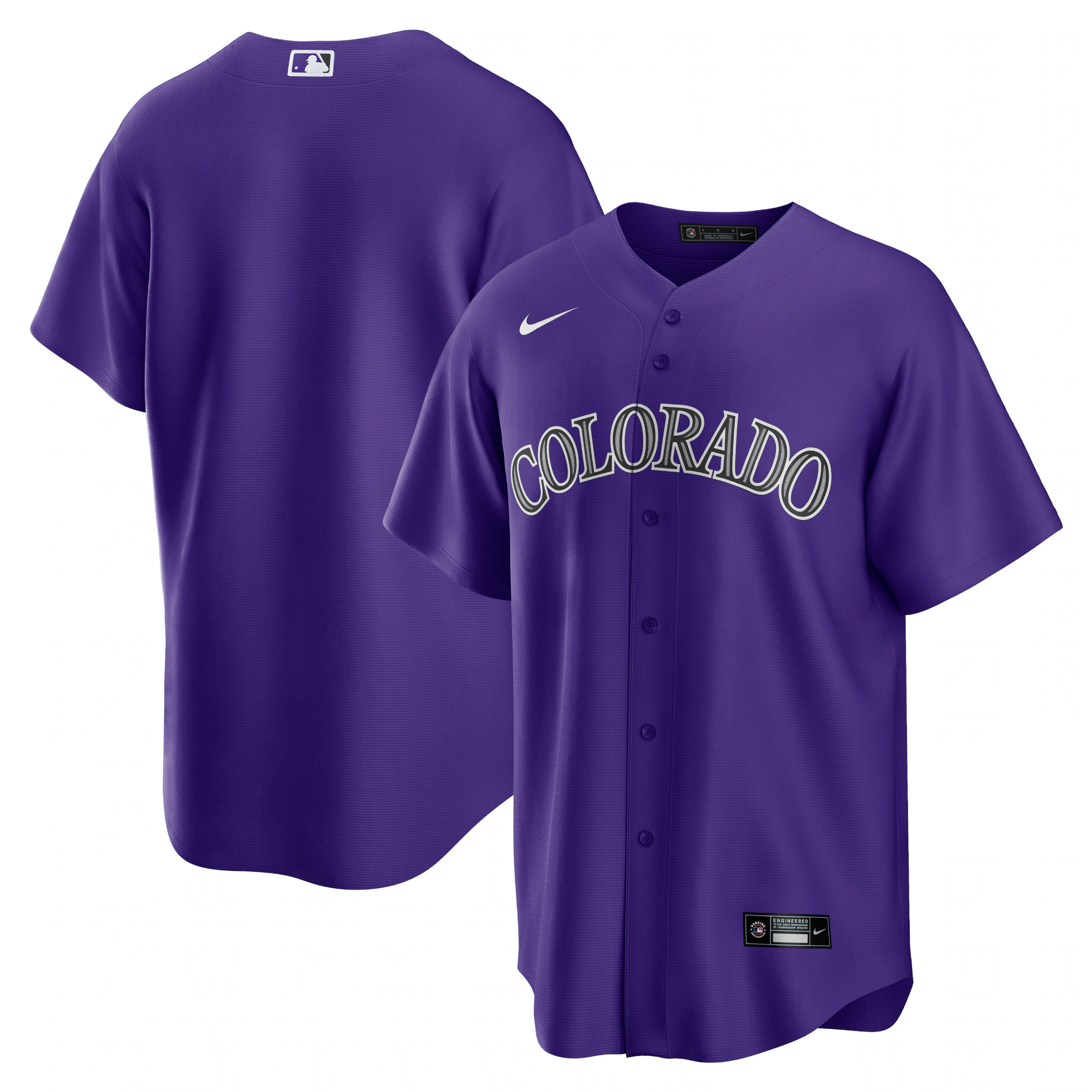 Alternative view of Colorado Rockies Alternate Replica Team Baseball Jersey – Purple