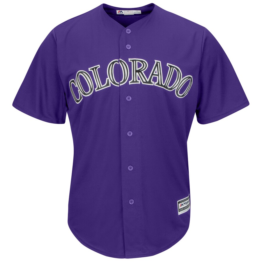 Alternative view of Colorado Rockies Majestic Alternate Official Cool Base Team Replica Baseball Jersey - Purple