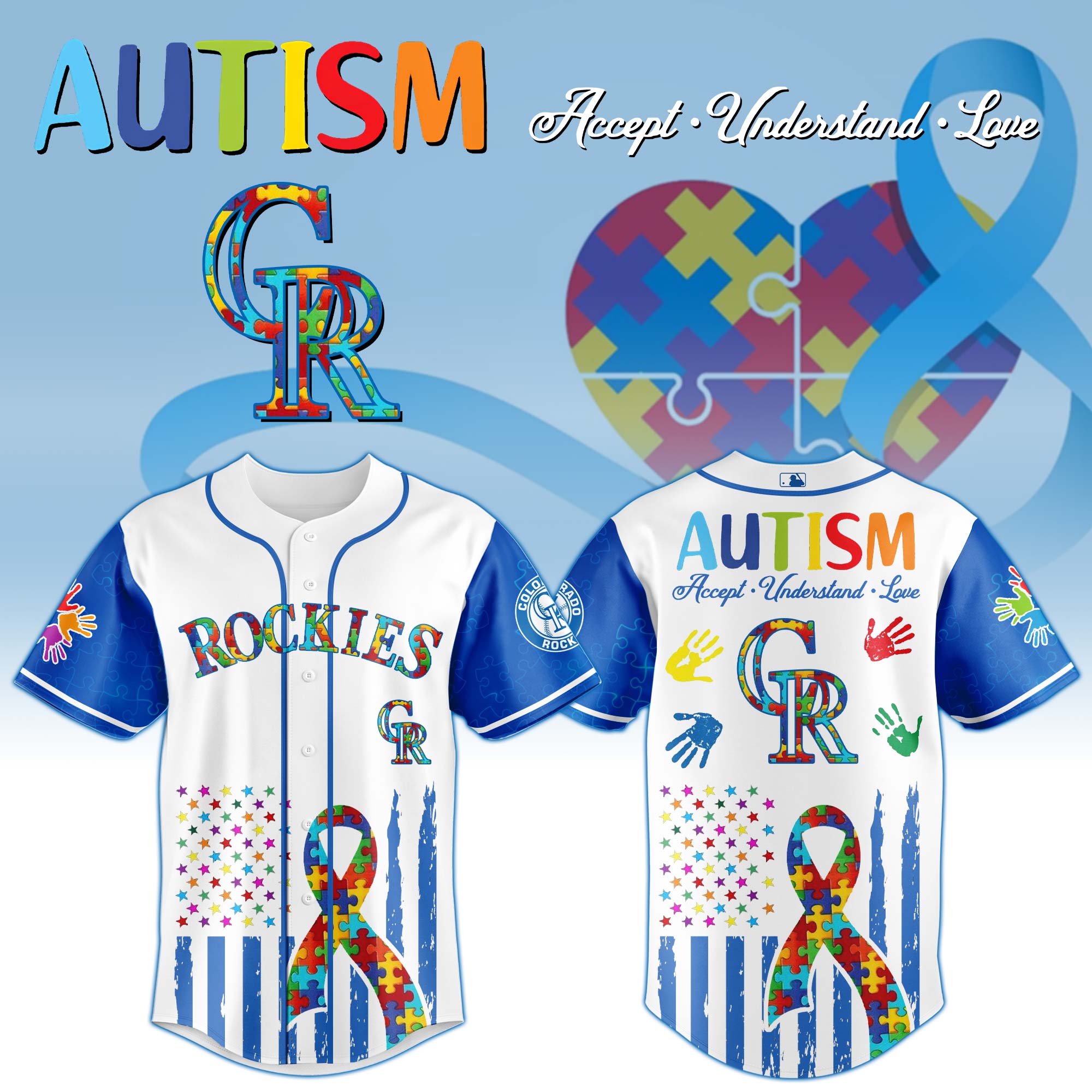 Colorado Rockies Mlb X Autism Awareness Month Baseball Jersey
