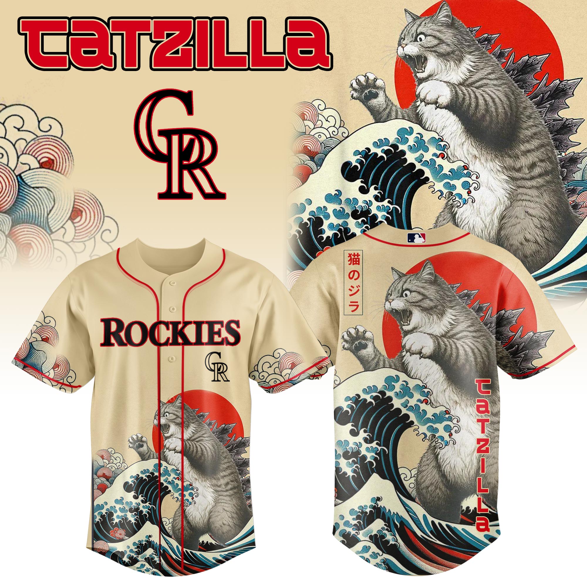 Colorado Rockies Mlb X Catzilla Style Japans Baseball Jersey