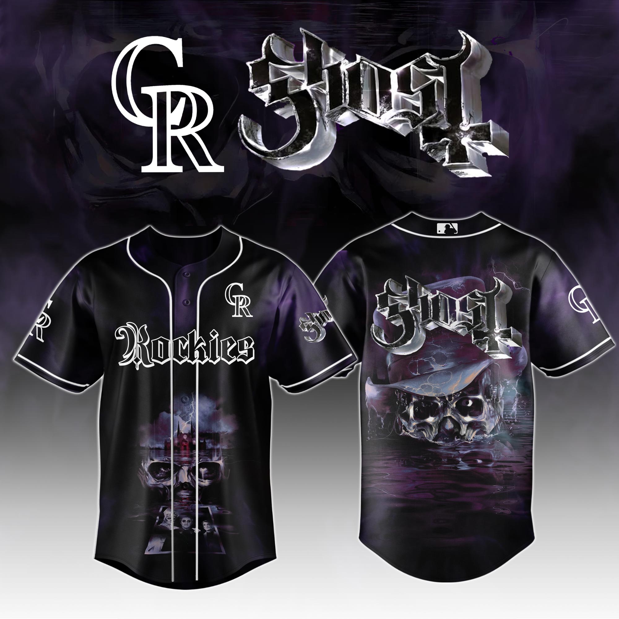 Colorado Rockies Mlb X Ghost Night Show Baseball Jersey