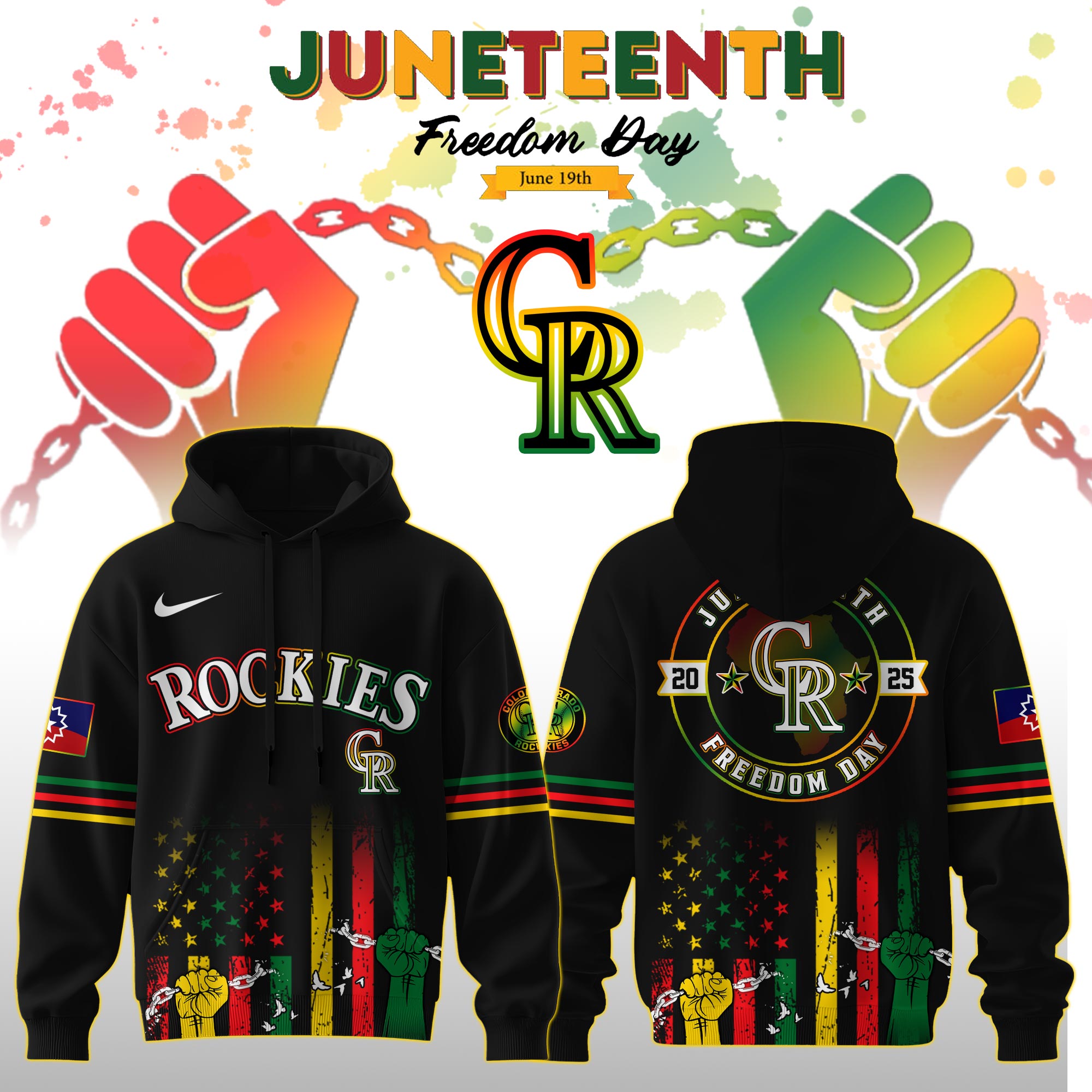 Colorado Rockies Mlb X Juneteenth Freedom Day Edition Custom Hoodie 2025