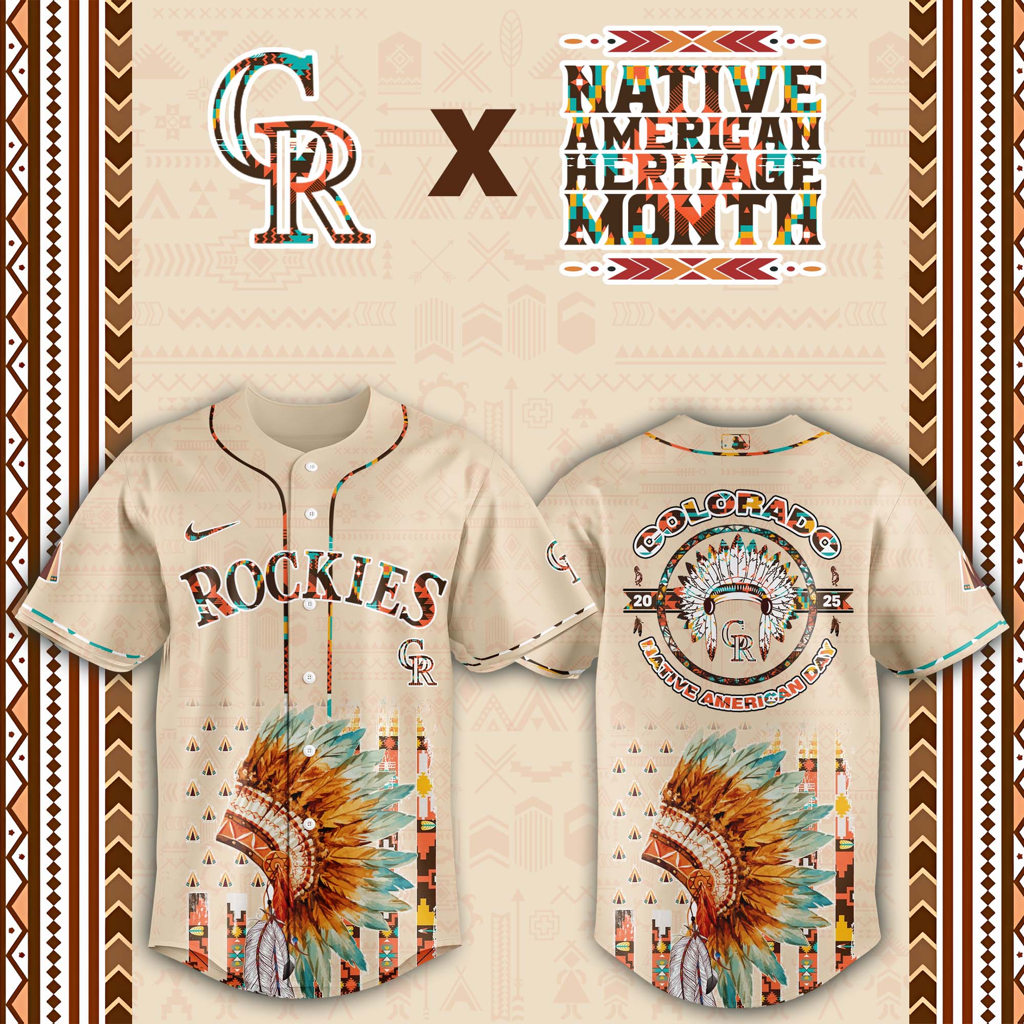 Colorado Rockies Native American Heritage Month Baseball Jersey