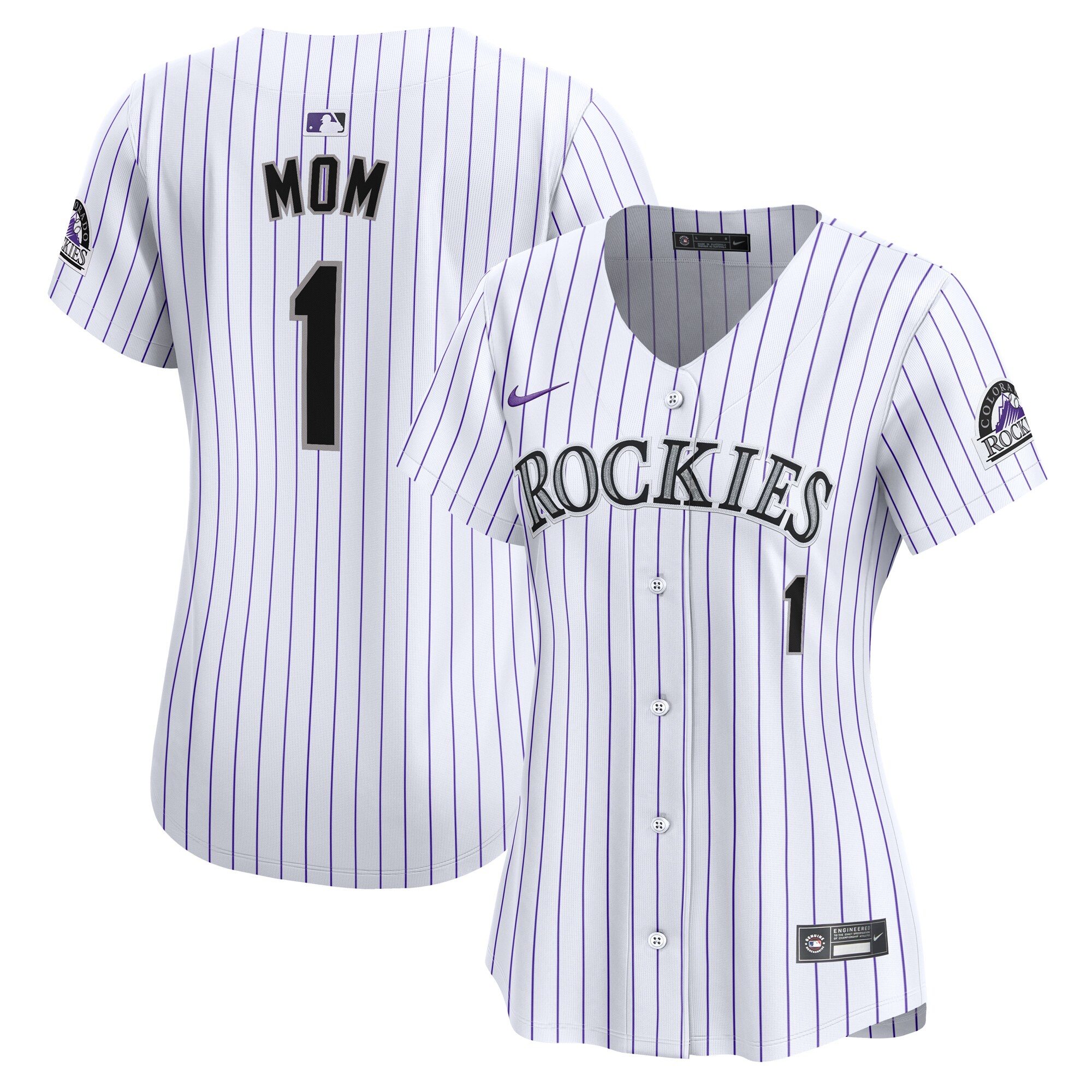 Colorado Rockies Women's #1 Mom Home Limited Baseball Jersey - White