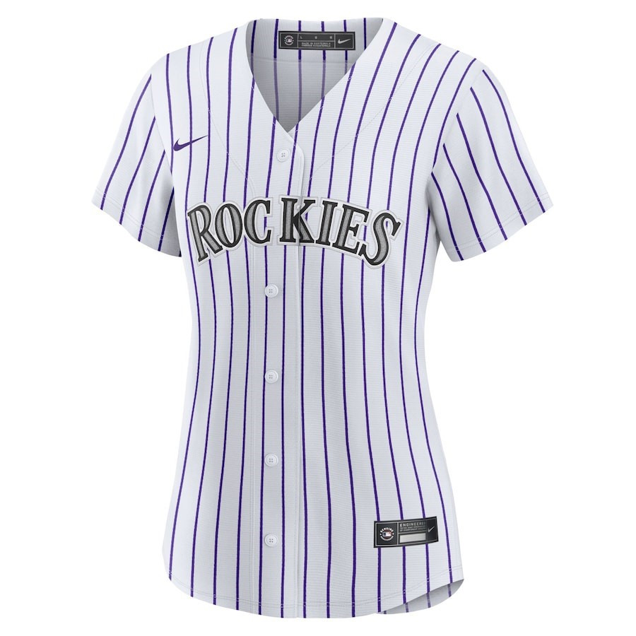 Alternative view of Colorado Rockies Women's Home Blank Baseball Jersey - White