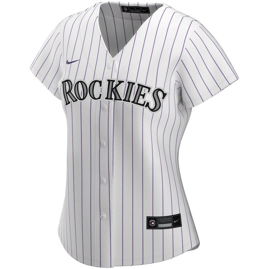 Alternative view of Colorado Rockies Women's Home Custom Baseball Jersey - White