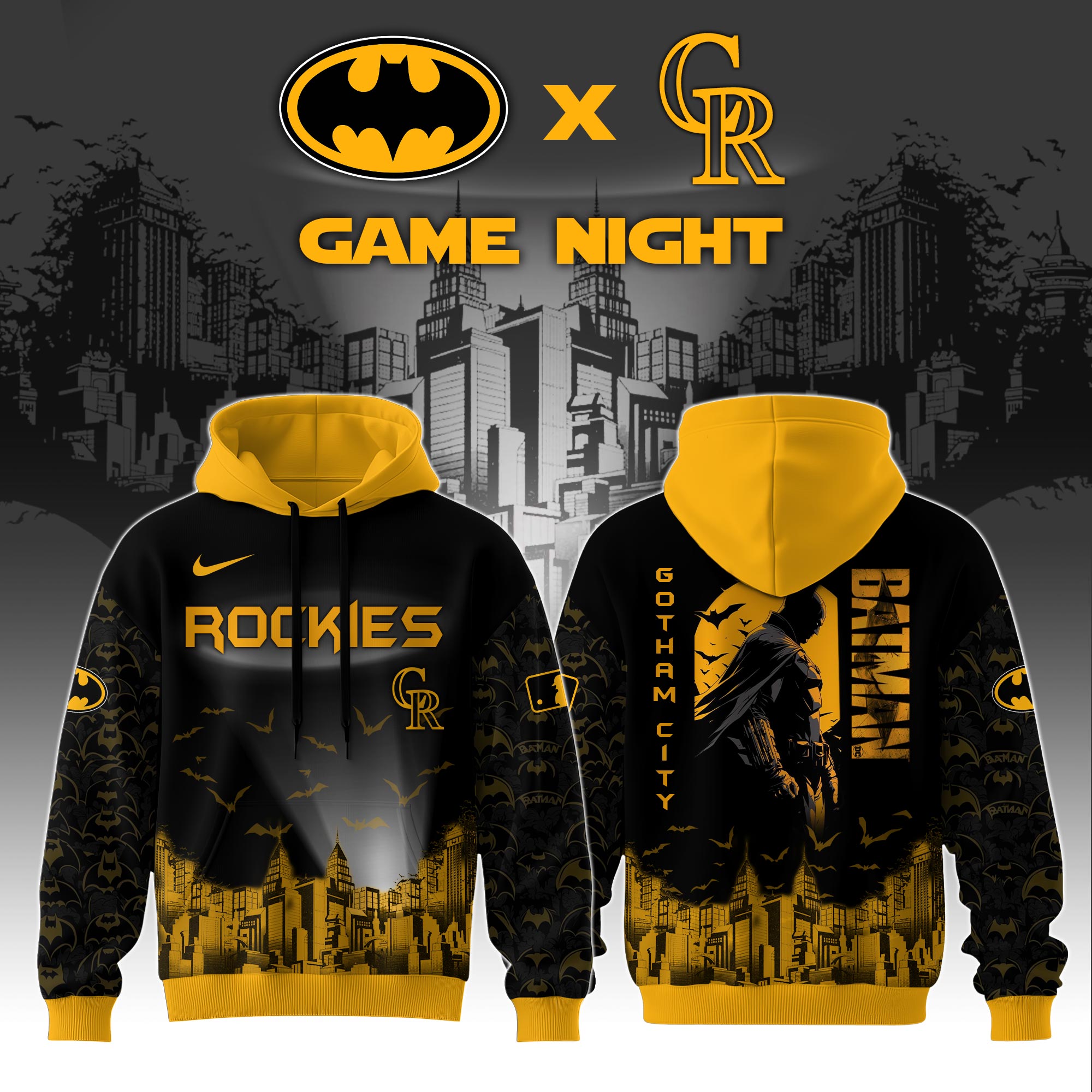 Colorado Rockies X Dc Batman Game Night 3d Custom Hoodie