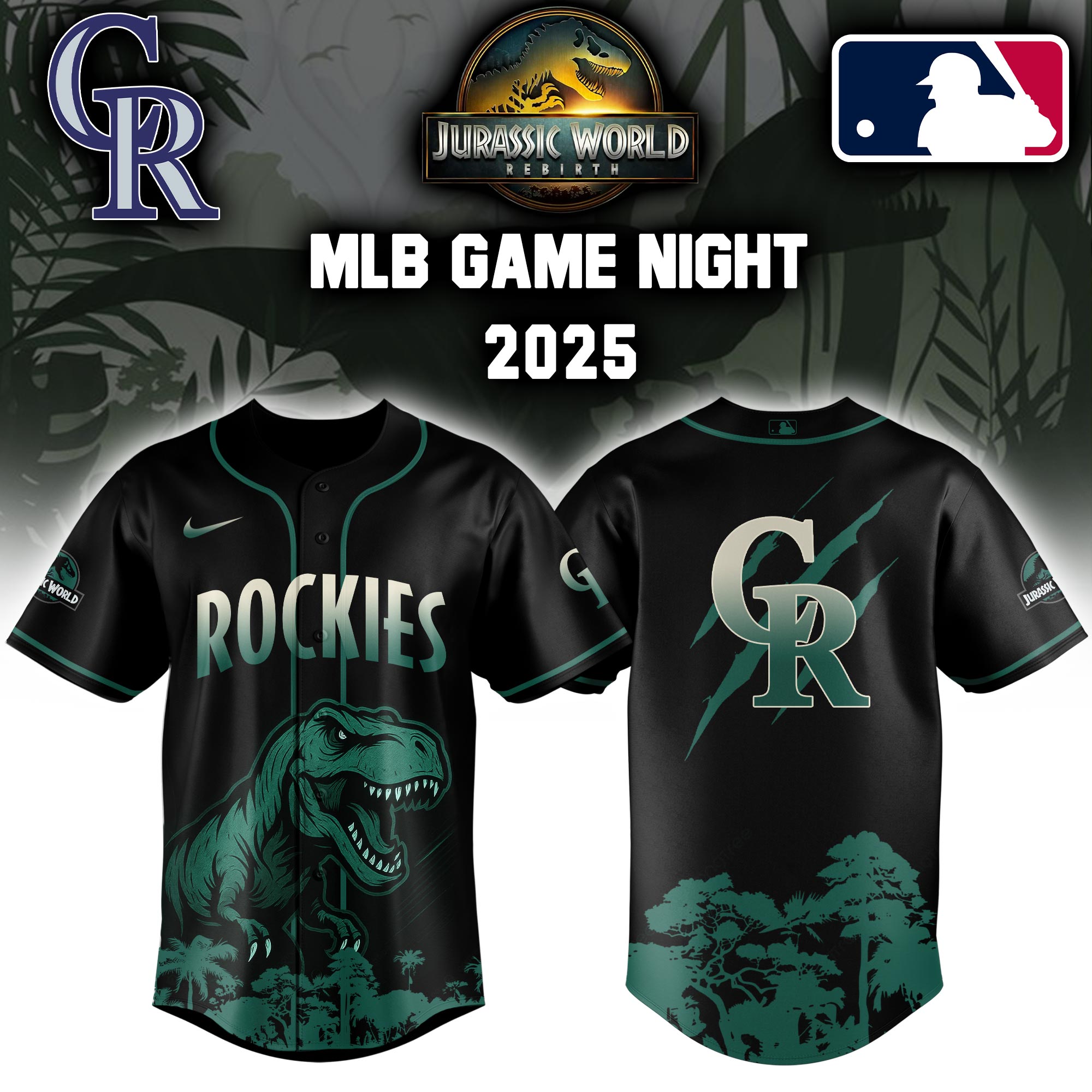Colorado Rockies X Mlb Jurassic World Baseball Jersey
