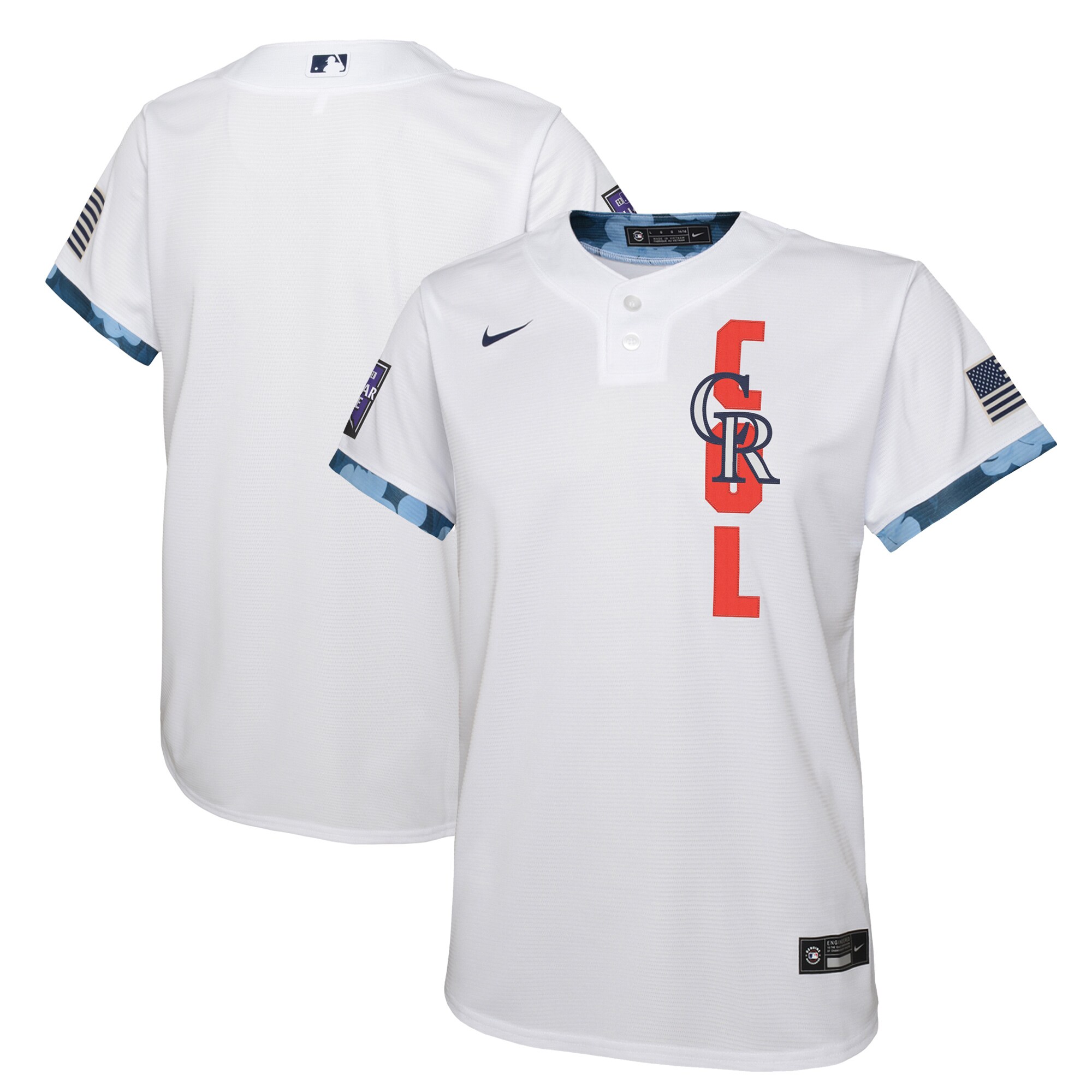 Alternative view of Colorado Rockies Youth 2021 Mlb All-star Game Baseball Jersey – White