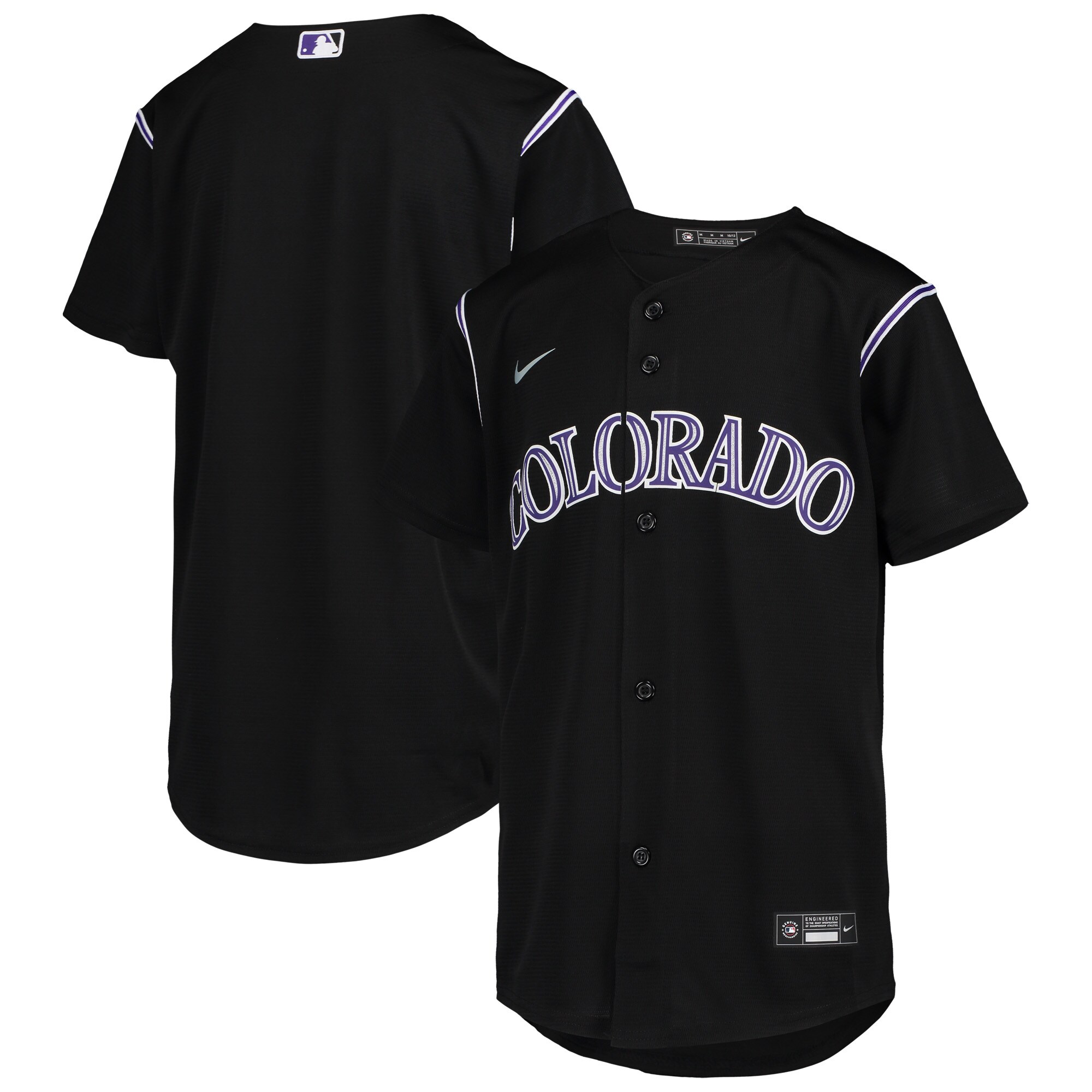 Alternative view of Colorado Rockies Youth Alternate Replica Team Baseball Jersey - Black