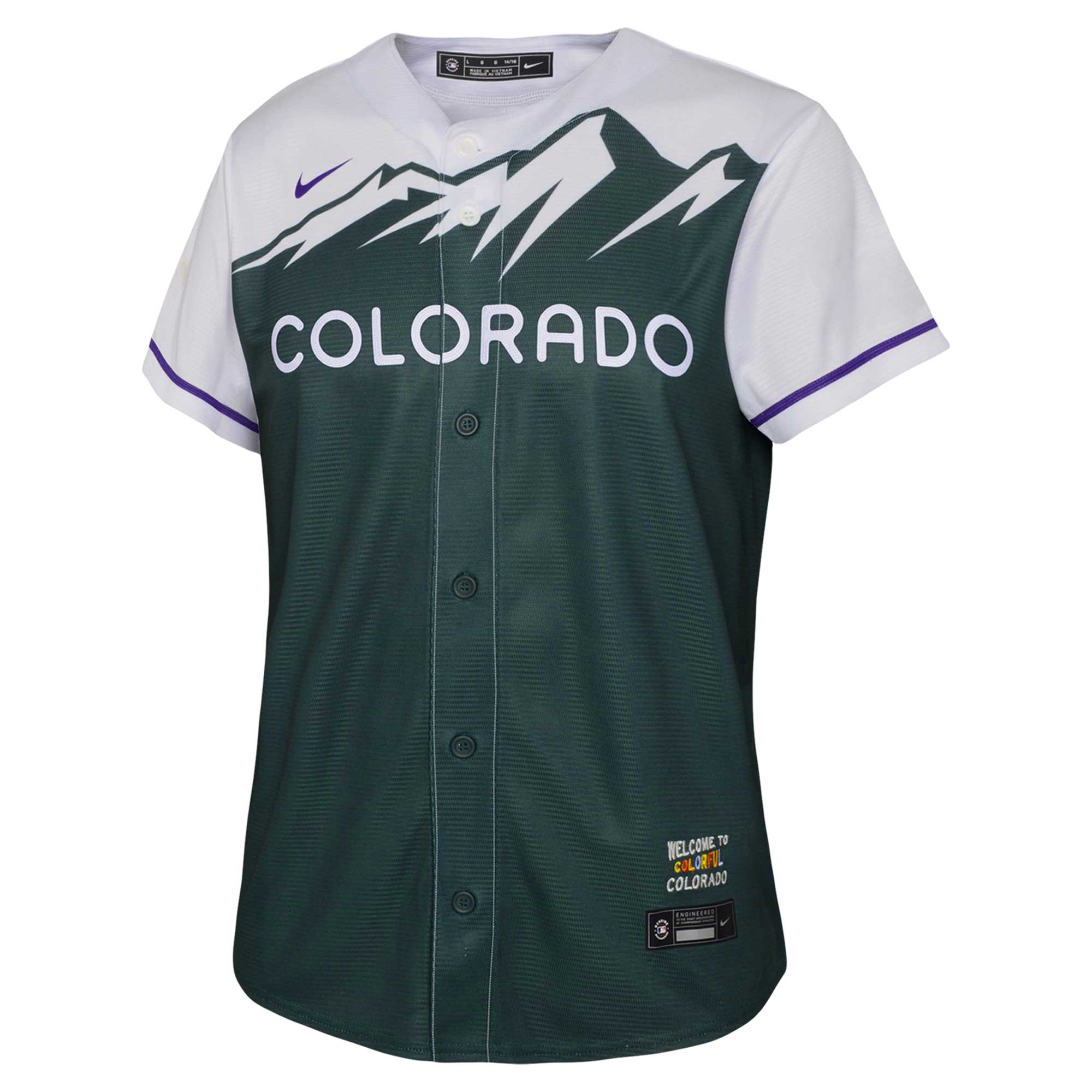 Alternative view of Colorado Rockies Youth City Connect Replica Team Baseball Jersey - Green