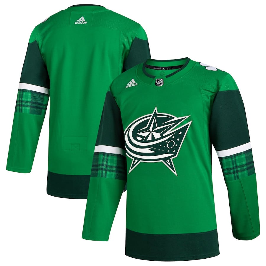 Columbus Blue Jackets 2023 St. Patrick's Day Primegreen Men Jersey - Kelly Green - JS692 