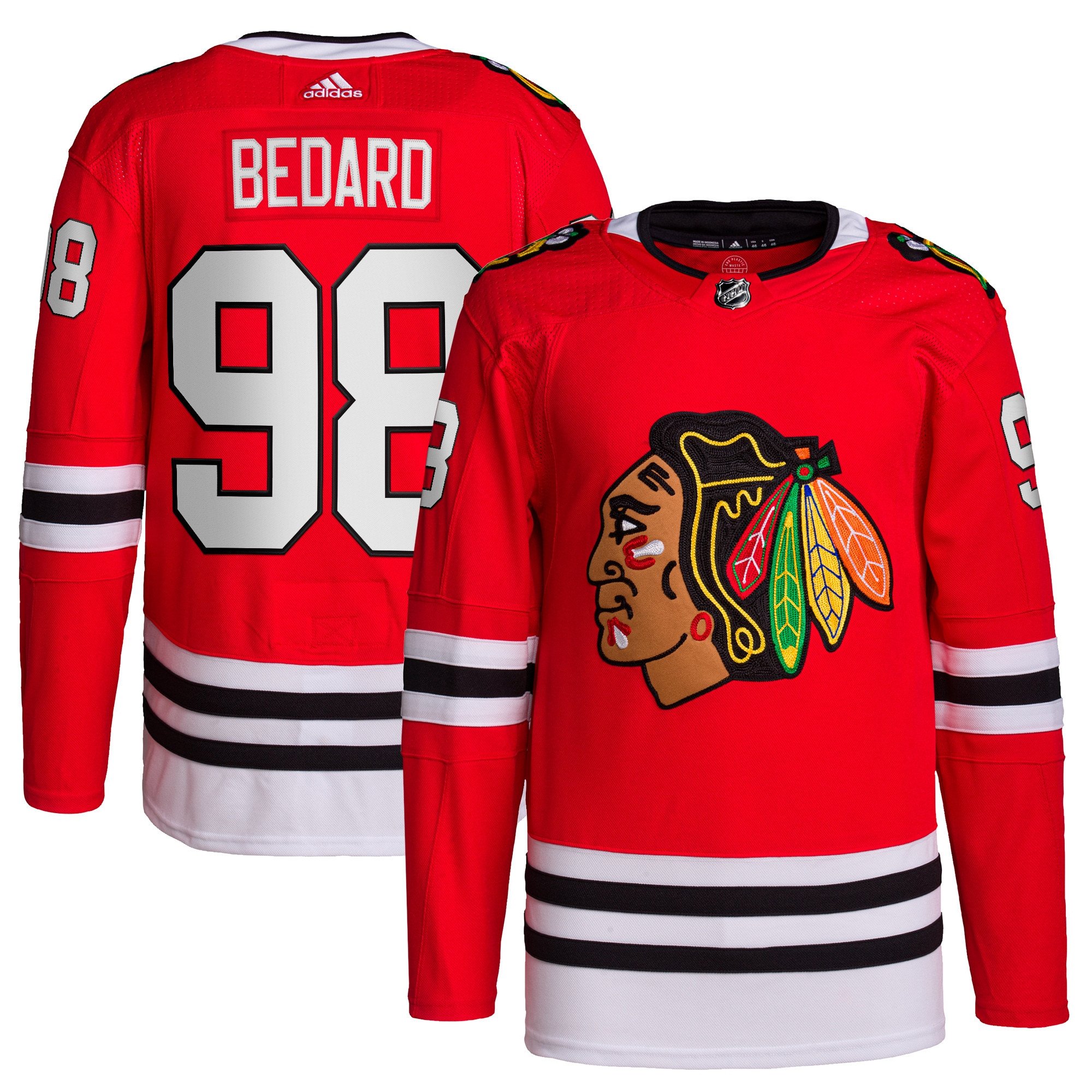 Connor Bedard 98 Chicago Blackhawks 2023 Draft Home Breakaway Men Hockey Jersey - Red - JS704 