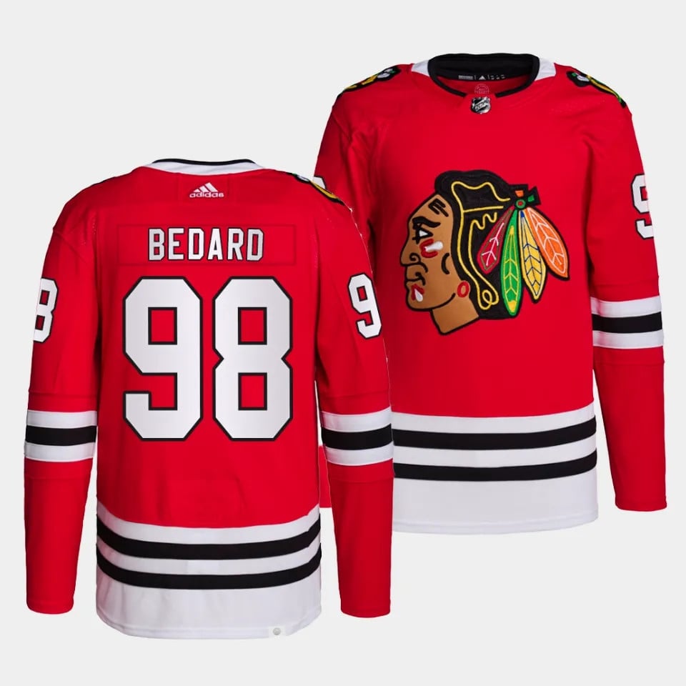 Connor Bedard #98 Chicago Blackhawks 2023 Draft Home Men Hockey Jersey - Red - JS887 