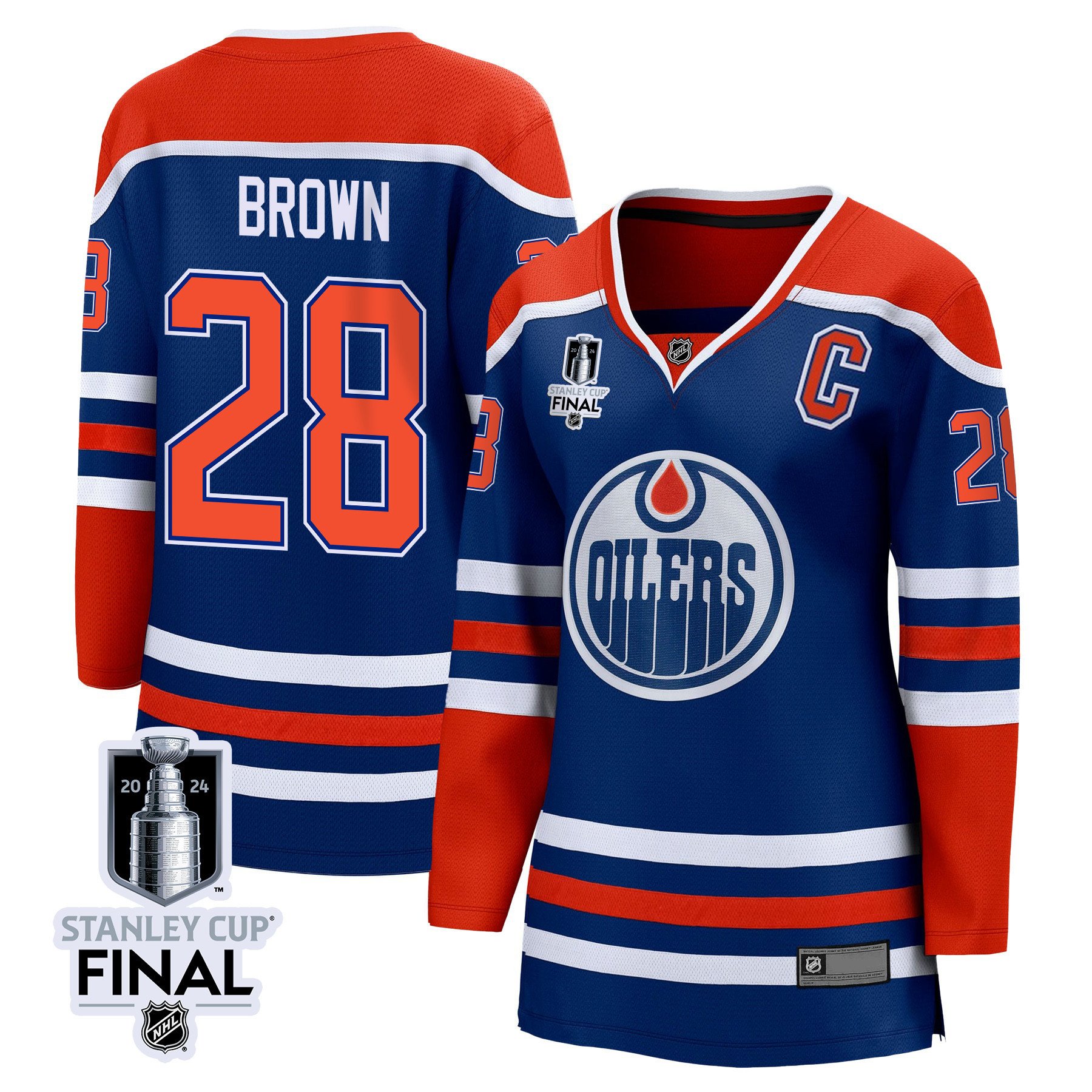 Connor Brown 28 Edmonton Oilers 2024 STANLEY CUP Final Women's Home Hockey Jersey - Royal - JS722 