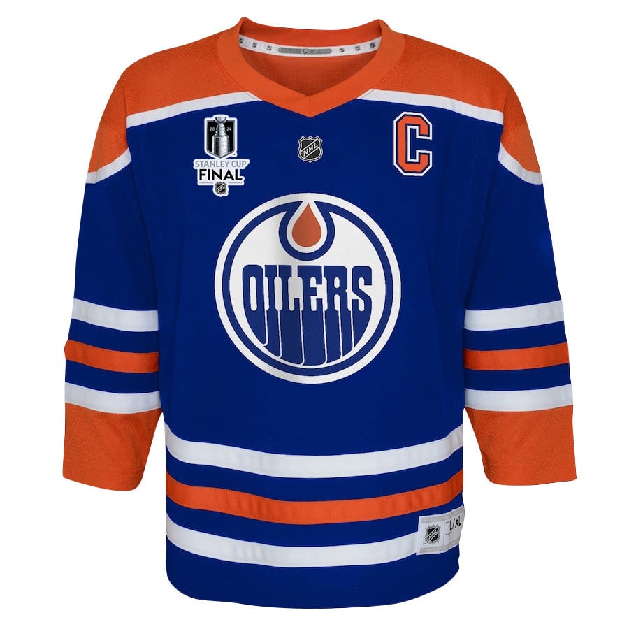Alternative view of Connor Brown 28 Edmonton Oilers 2024 STANLEY CUP Final Youth Home Hockey Jersey - Royal - JS933 