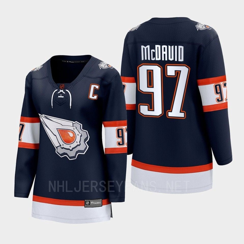 Connor McDavid 97 Edmonton Oilers 2022 Special Edition 2.0 Women Breakaway Player Retro Hockey Jersey Navy - JS865 